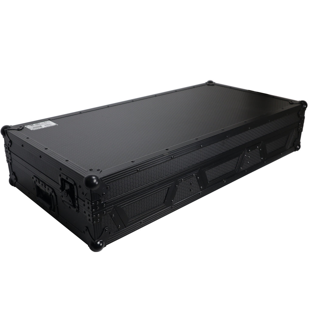 DJ Coffin Case for Pioneer  2X CDJ-3000 CD  and  DJM-900NXS2 Mixer W/Wheels & Laptop Shelf (Black on Black)