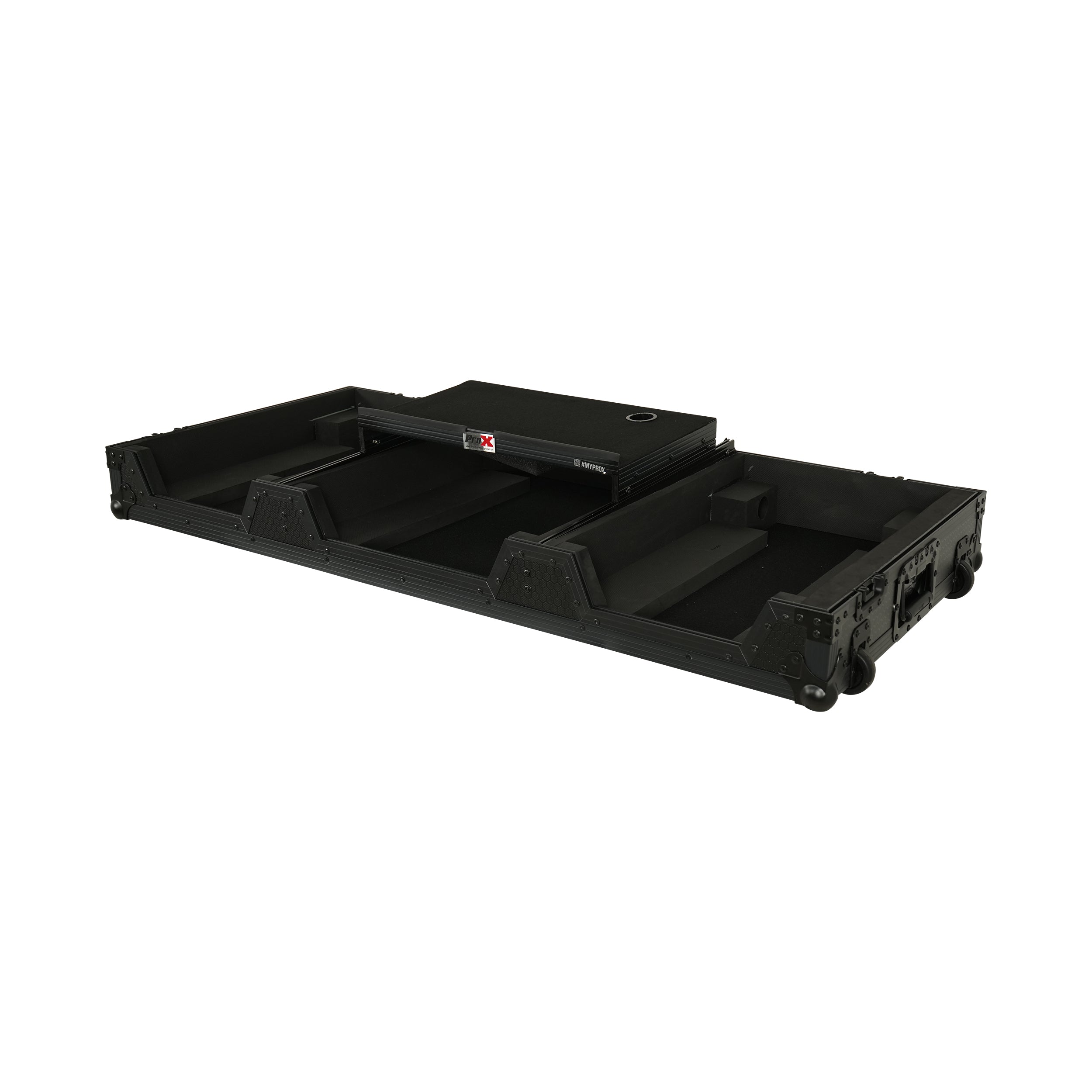 Fits 2x Pioneer CDJ 3000X Case / Pioneer DJM V10 / A9 Mixer w/ Laptop Shelf, All Black and Low profile Wheels