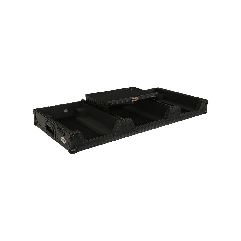 Fits 2x Pioneer CDJ 3000X Case / Pioneer DJM V10 / A9 Mixer w/ Laptop Shelf, All Black and Low profile Wheels