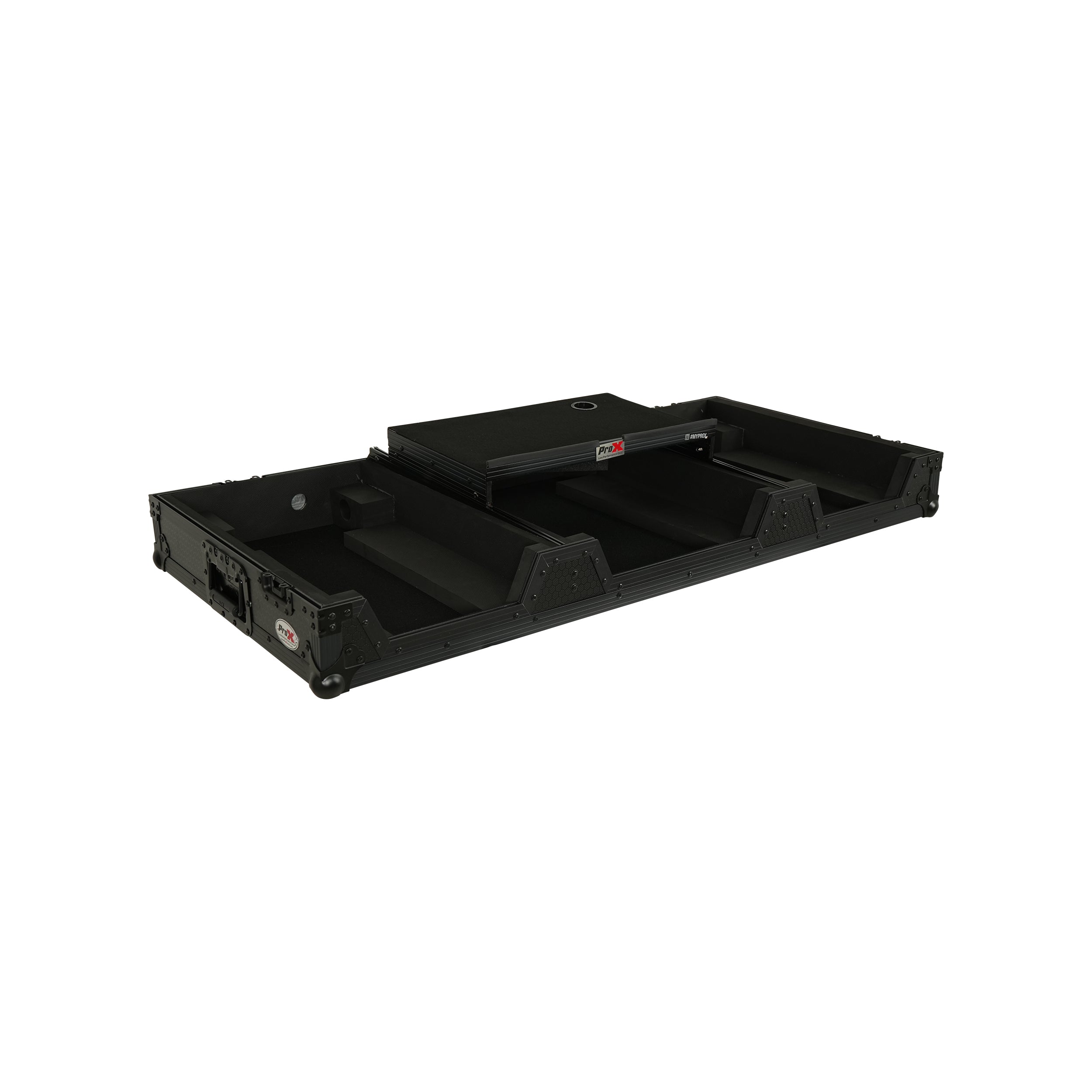 Fits 2x Pioneer CDJ 3000X Case / Pioneer DJM V10 / A9 Mixer w/ Laptop Shelf, All Black and Low profile Wheels