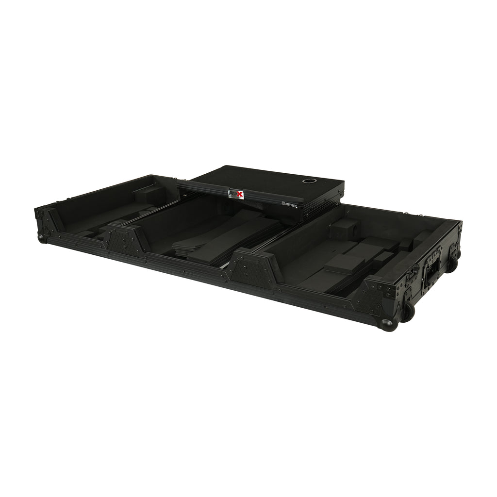 Fits 2x Pioneer CDJ 3000X Case / Pioneer DJM V10 / A9 Mixer w/ Laptop Shelf, All Black and Low profile Wheels