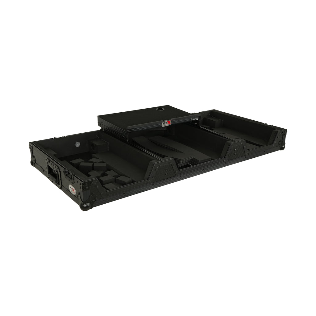 Fits 2x Pioneer CDJ 3000X Case / Pioneer DJM V10 / A9 Mixer w/ Laptop Shelf, All Black and Low profile Wheels