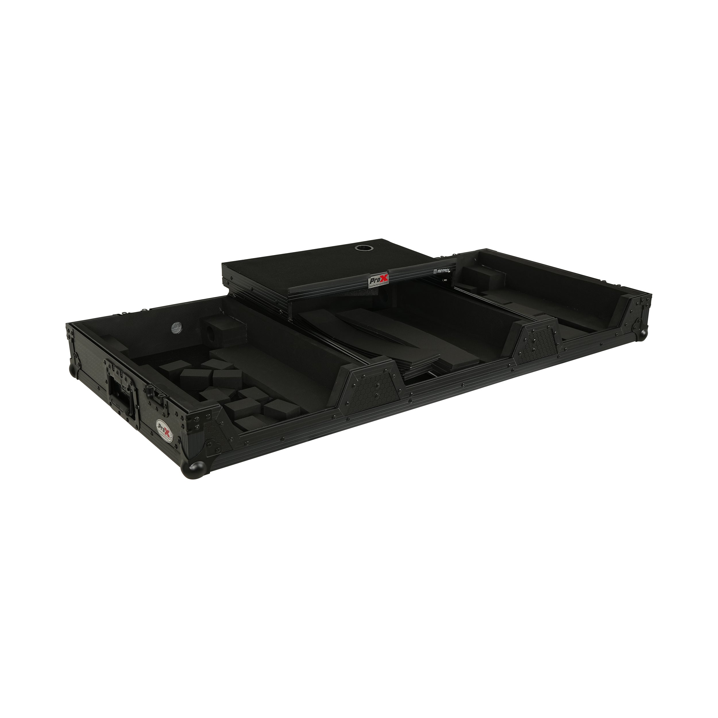 Fits 2x Pioneer CDJ 3000X Case / Pioneer DJM V10 / A9 Mixer w/ Laptop Shelf, All Black and Low profile Wheels