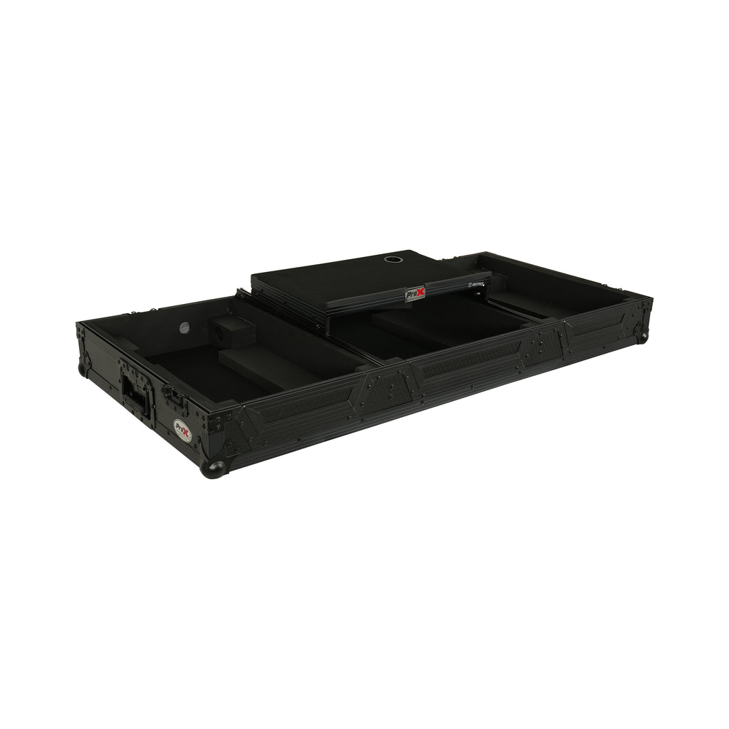 Fits 2x Pioneer CDJ 3000X Case / Pioneer DJM V10 / A9 Mixer w/ Laptop Shelf, All Black and Low profile Wheels