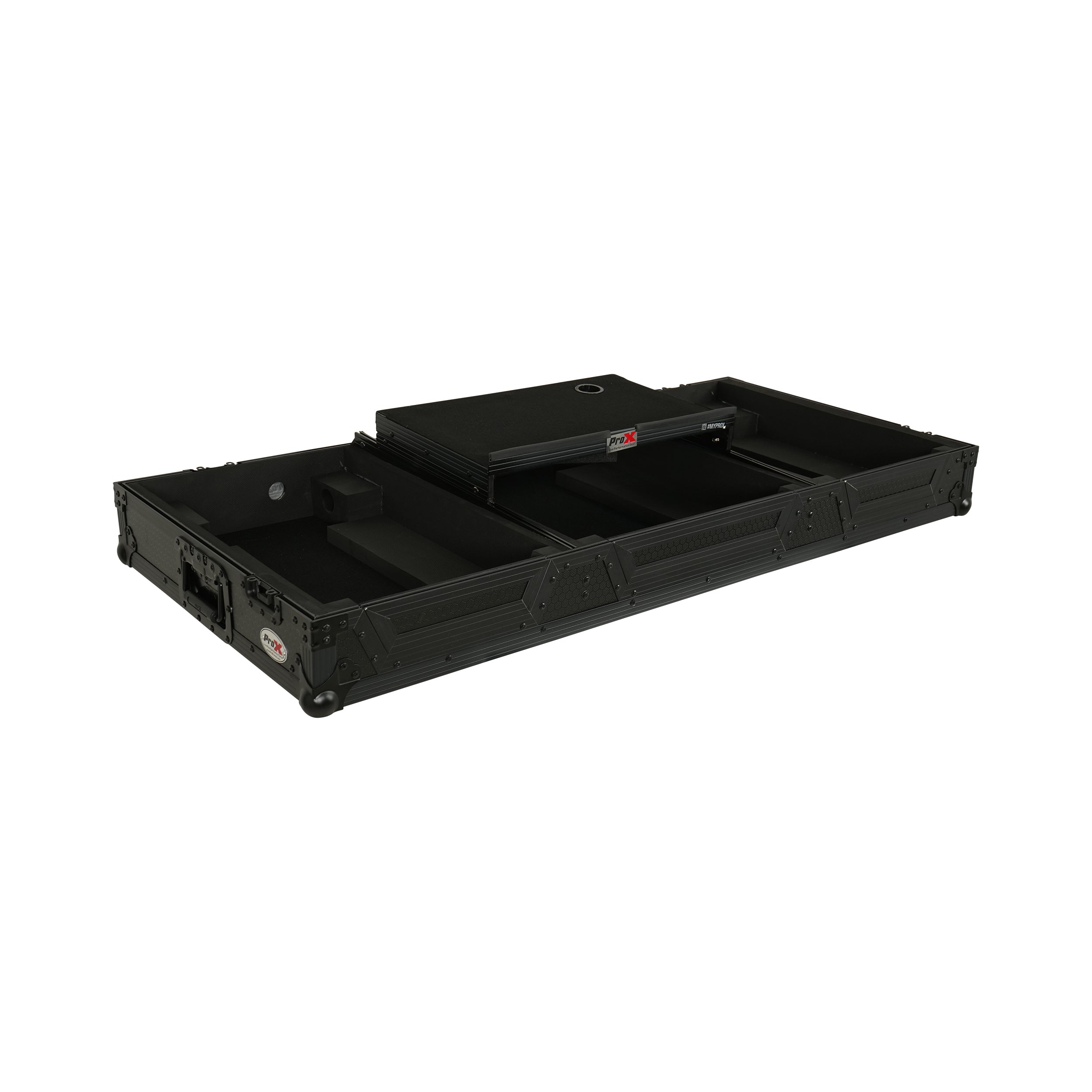 Fits 2x Pioneer CDJ 3000X Case / Pioneer DJM V10 / A9 Mixer w/ Laptop Shelf, All Black and Low profile Wheels
