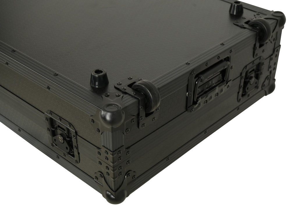 Fits 2x Pioneer CDJ 3000X Case / Pioneer DJM V10 / A9 Mixer w/ Laptop Shelf, All Black and Low profile Wheels