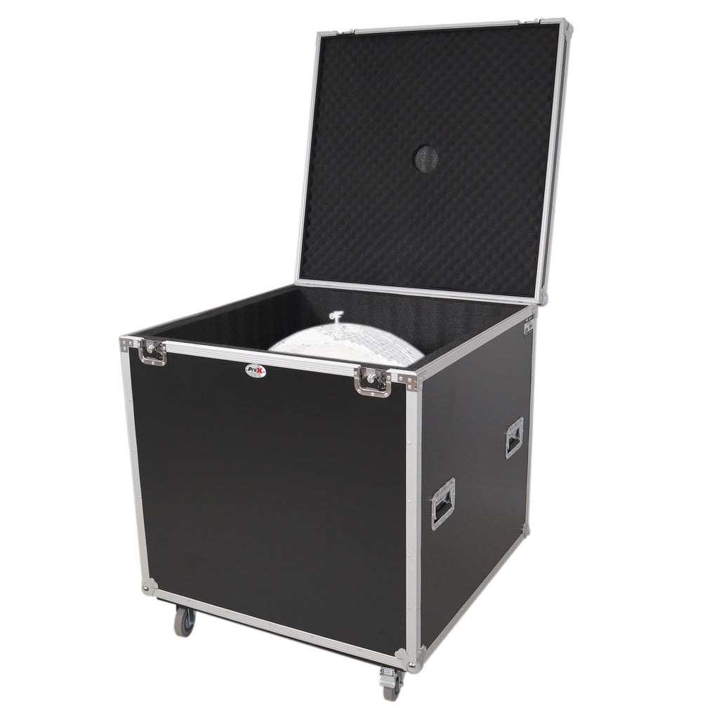 24" Mirror Ball Flight Road Case with wheels and Stay open hinge door
