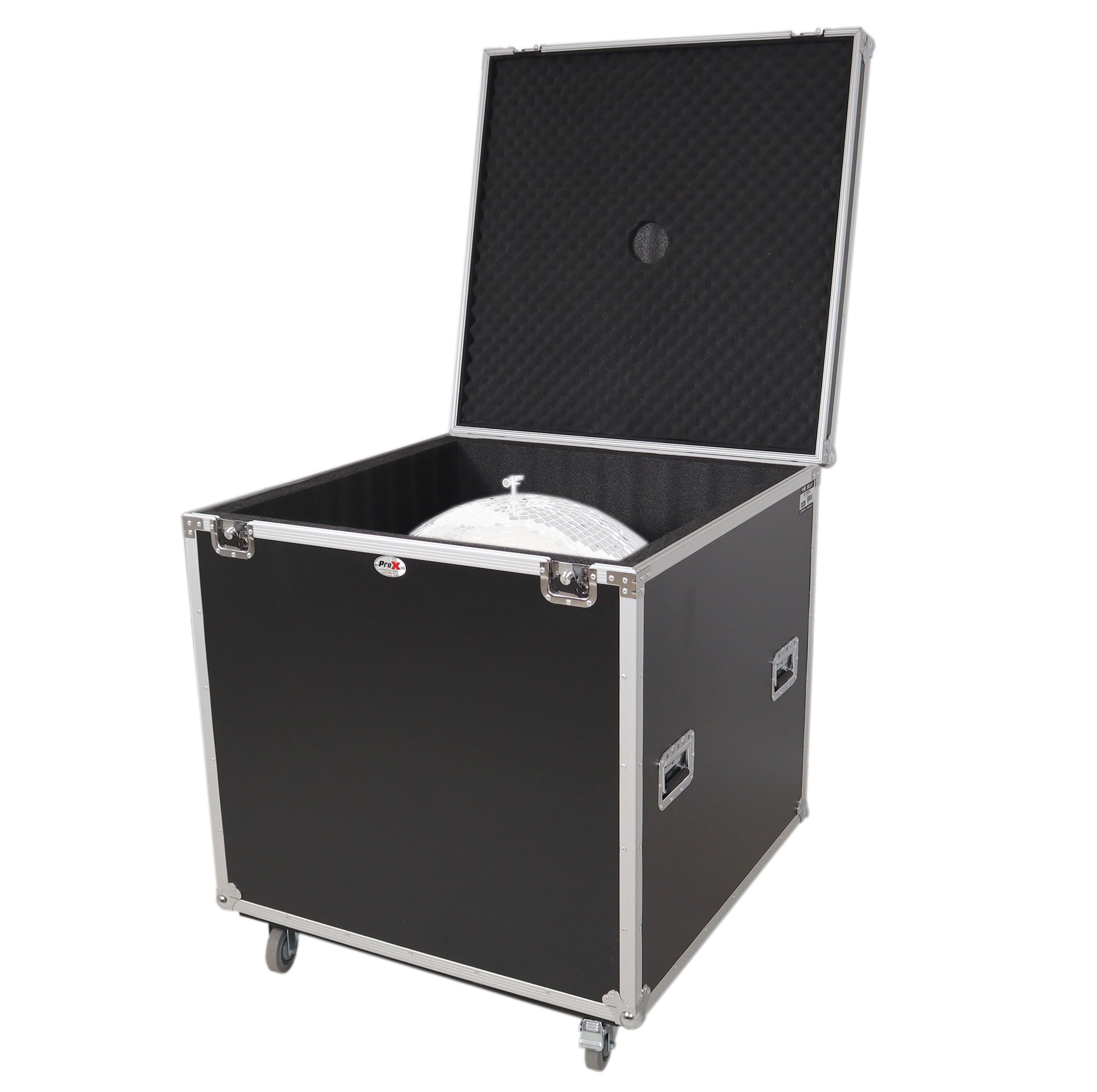 24" Mirror Ball Flight Road Case with wheels and Stay open hinge door