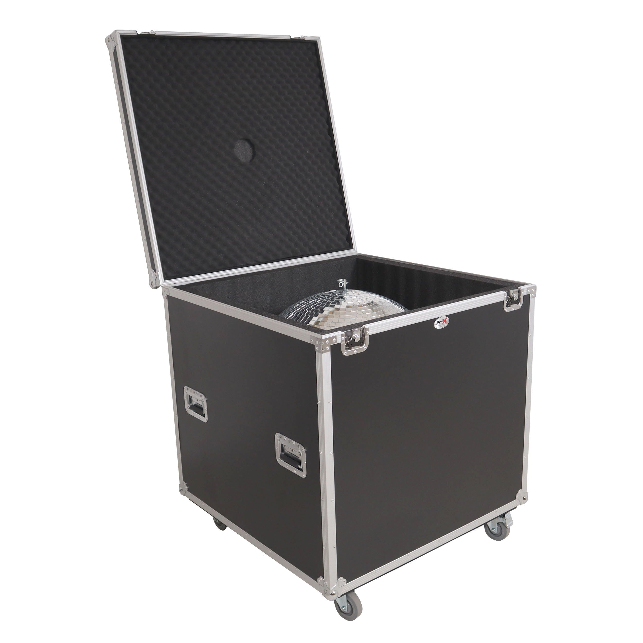 24" Mirror Ball Flight Road Case with wheels and Stay open hinge door