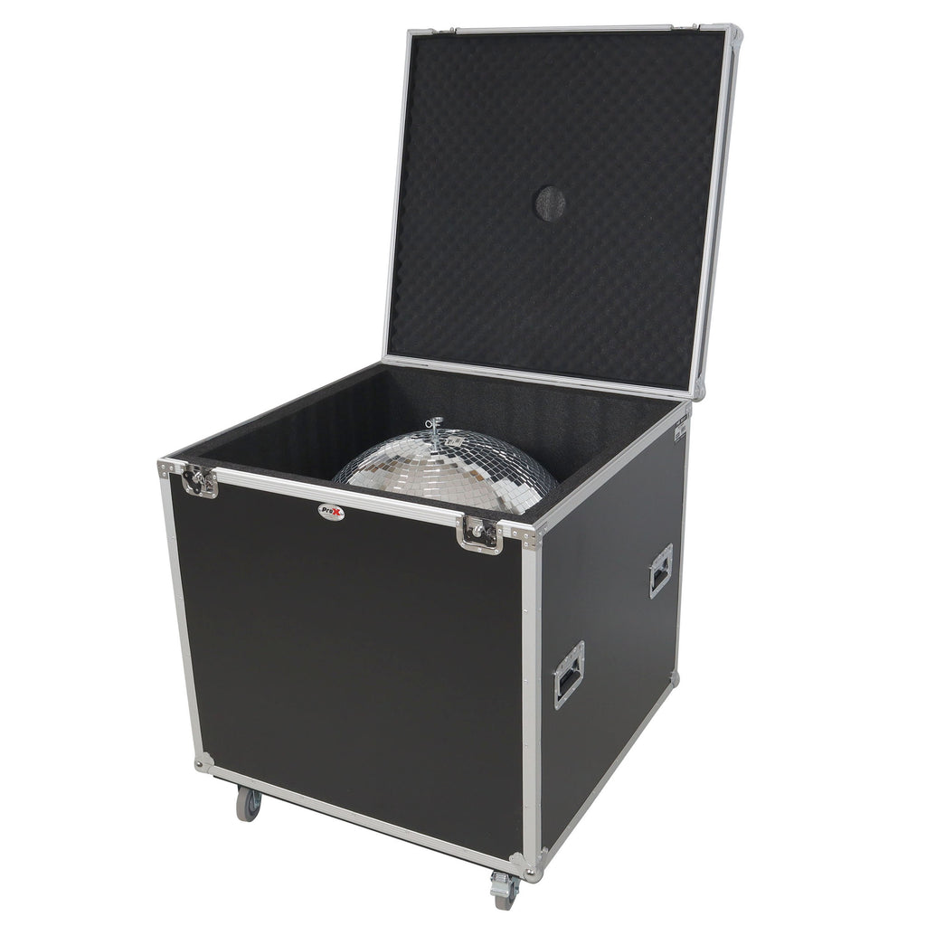 24" Mirror Ball Flight Road Case with wheels and Stay open hinge door