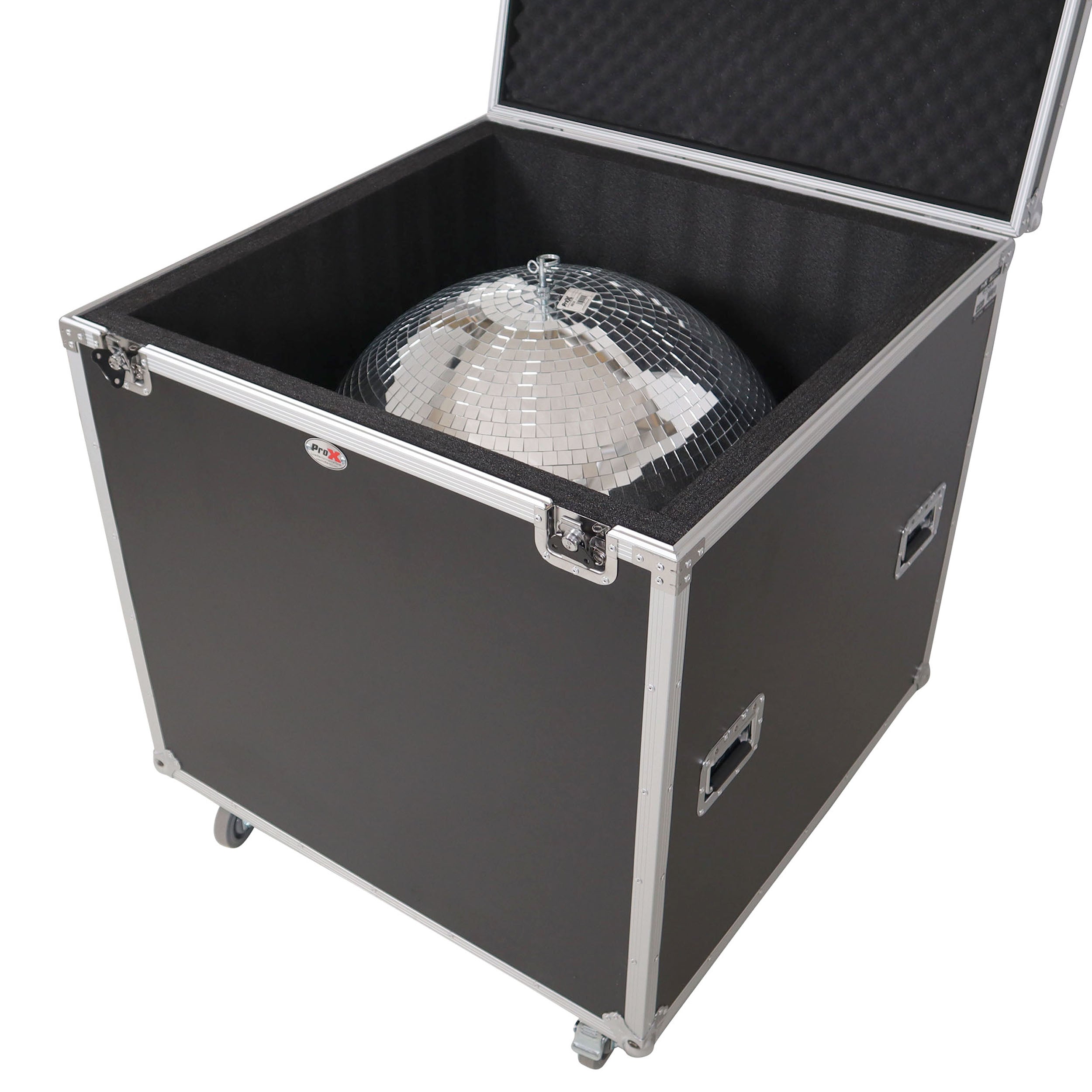 30" Mirror Ball Flight Road Case with wheels and Stay open hinge door