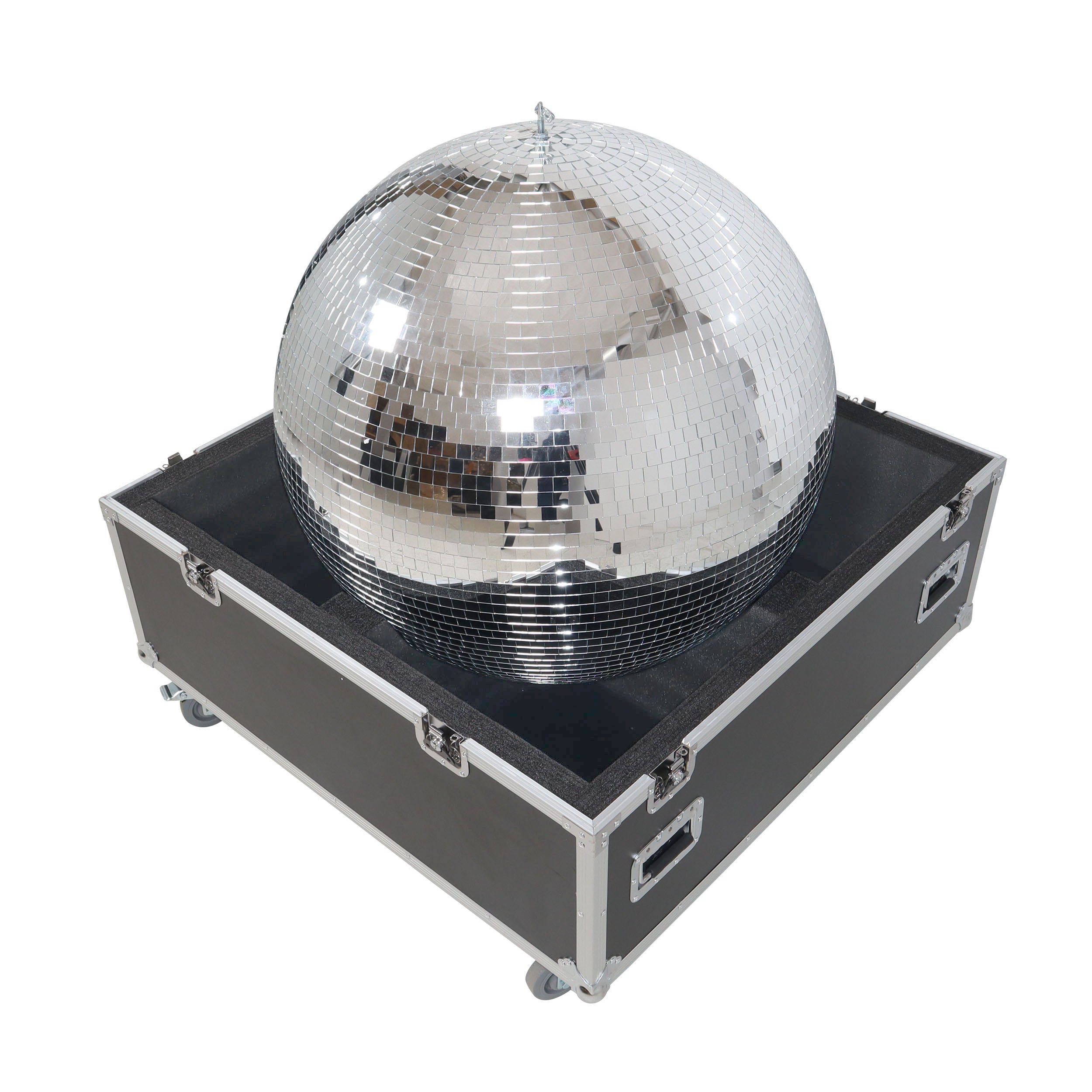 36" Mirror Ball Flight Road Case with wheels and two removable top cover