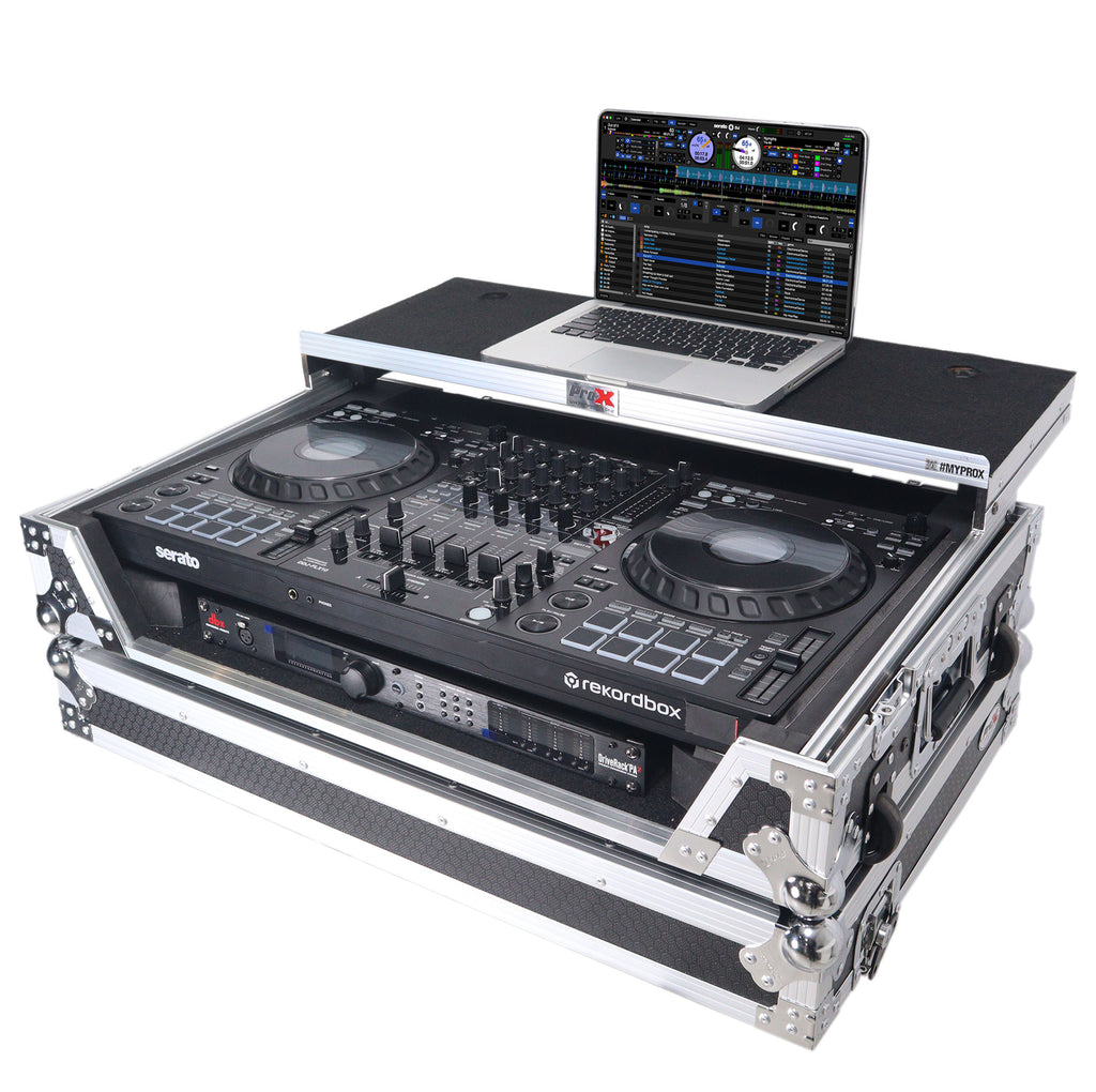 Flight Style Road Case For Pioneer DDJ-FLX10 or DDJ-GRV6 DJ Controller with Laptop Shelf 1U Rack Space and Wheels