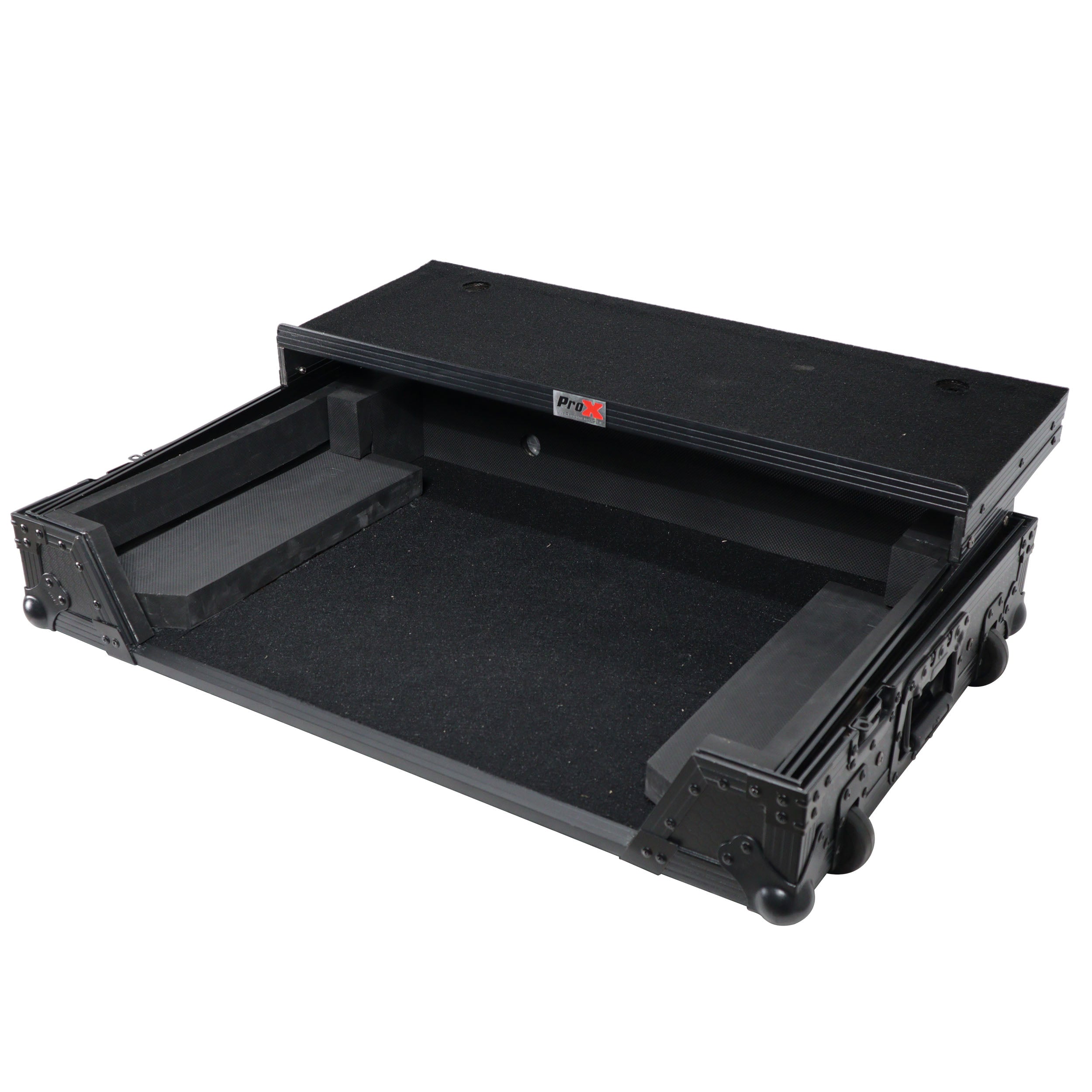 ATA Style DJ Controller Case for Pioneer DDJ-REV5 XDJ-RX3 RX2 Case with Laptop Shelf and Wheels | Black Finish