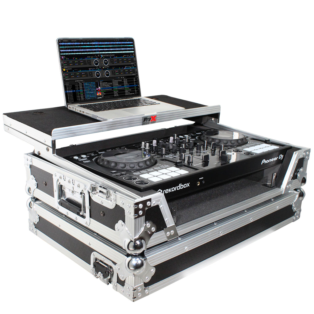 Flight Case For Pioneer DDJ-800 Digital Controller W-Sliding Laptop Shelf and Wheels & 1U Rackspace