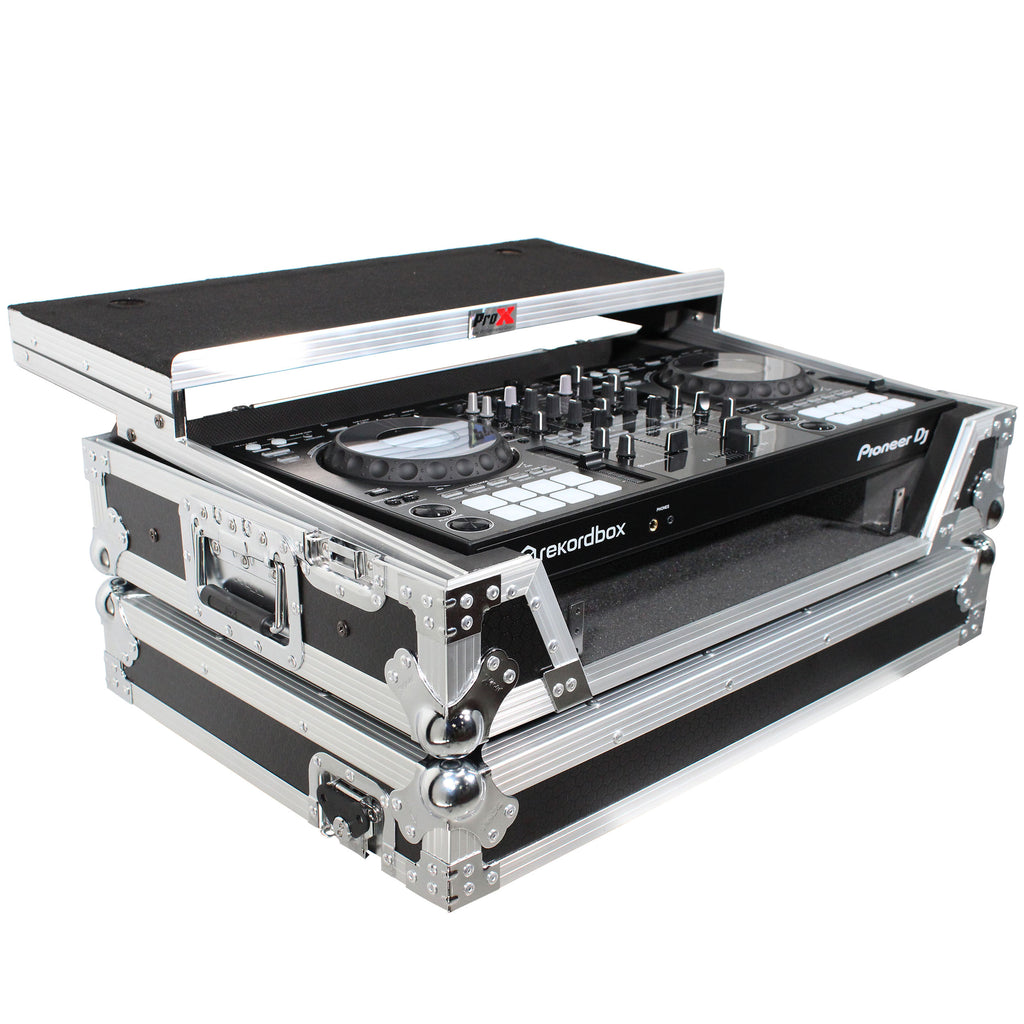 Flight Case For Pioneer DDJ-800 Digital Controller W-Sliding Laptop Shelf and Wheels & 1U Rackspace