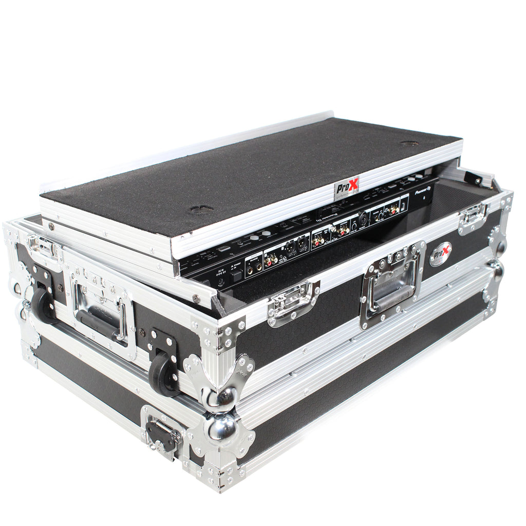 Flight Case For Pioneer DDJ-800 Digital Controller W-Sliding Laptop Shelf and Wheels & 1U Rackspace