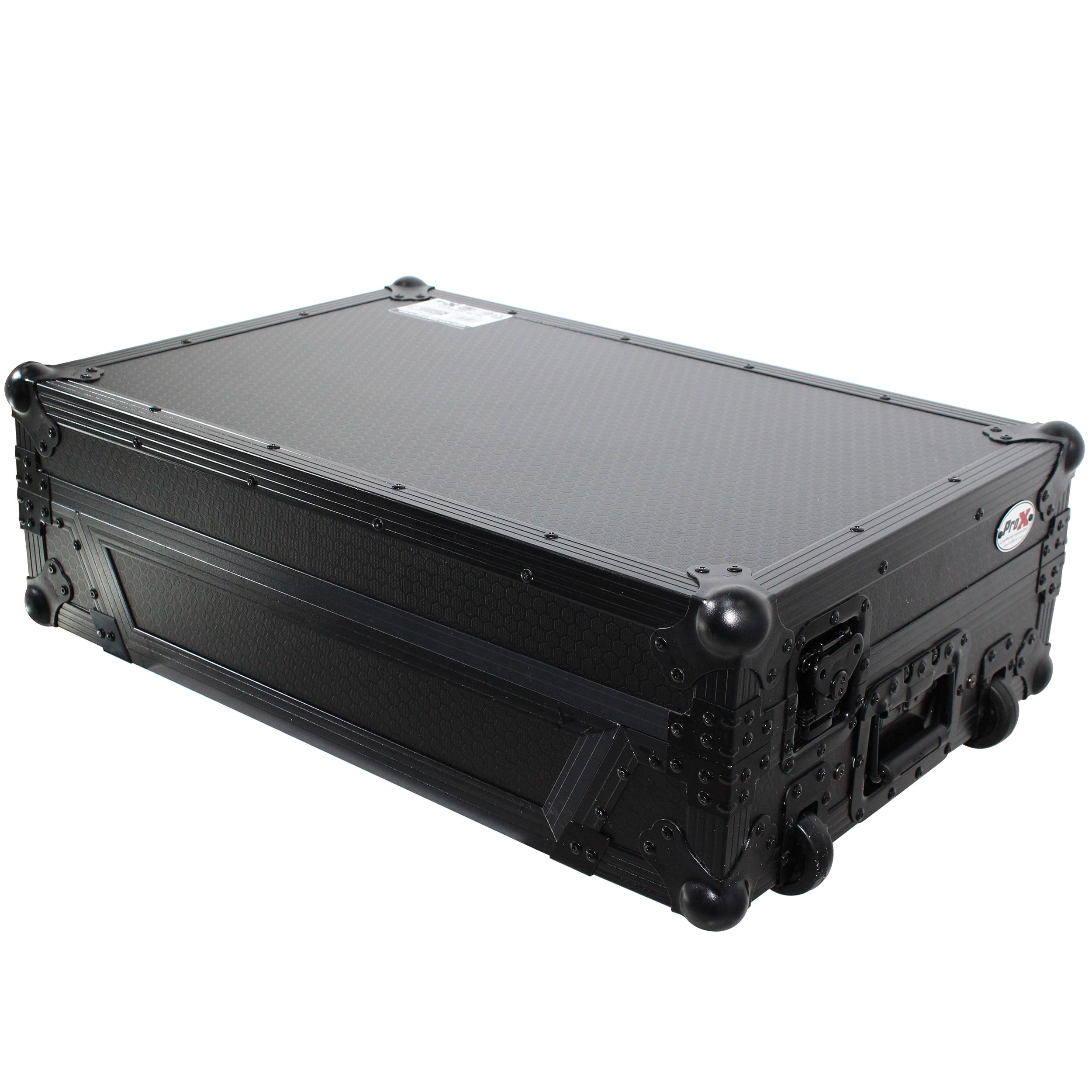 Flight Case For Pioneer DDJ-800 Digital Controller W-Sliding Laptop Shelf and Wheels &1U; Rackspace -Black on Black