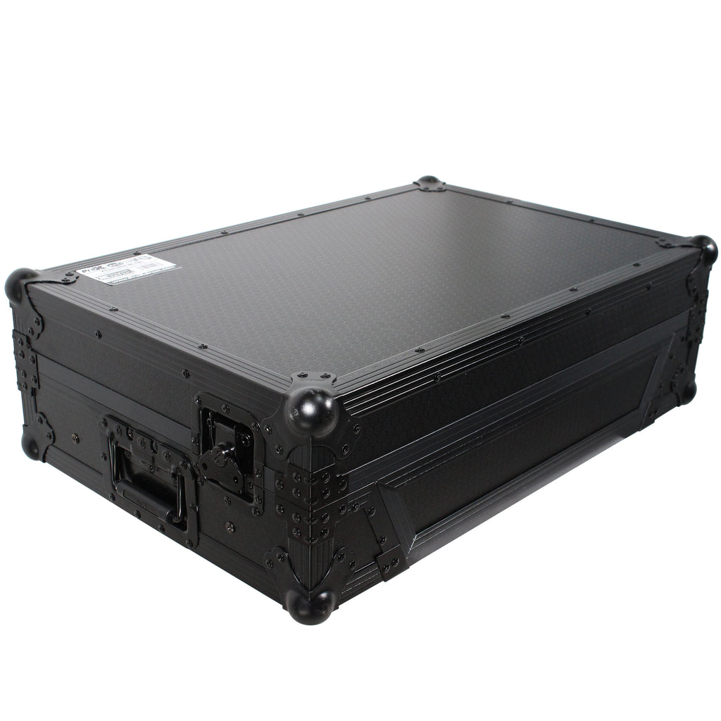 Flight Case For Pioneer DDJ-800 Digital Controller W-Sliding Laptop Shelf and Wheels &1U; Rackspace -Black on Black