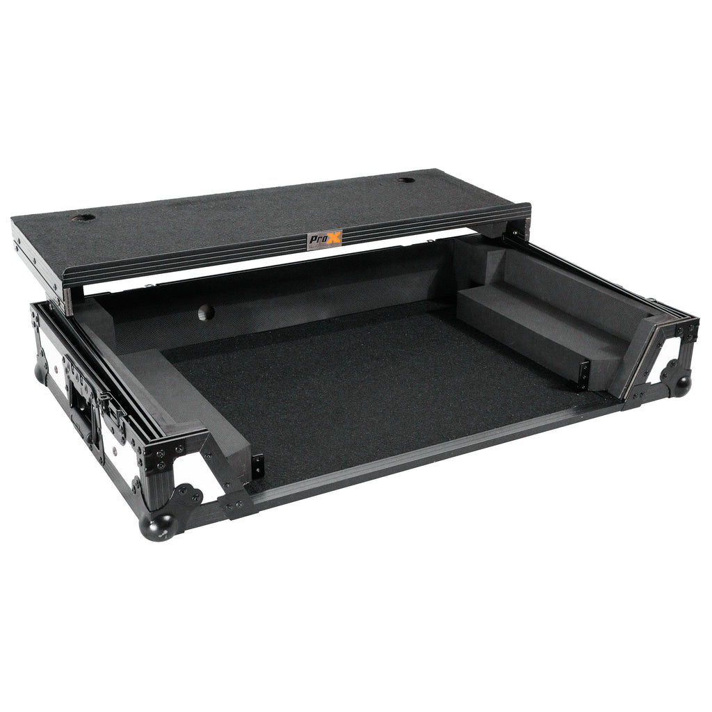 ATA Flight Style Road Case For Pioneer DDJ-FLX10 or DDJ-GRV6  with Laptop Shelf 1U Rack Space and Wheels White Black Finish