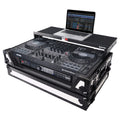 ATA Flight Style Road Case For Pioneer DDJ-FLX10 or DDJ-GRV6  with Laptop Shelf 1U Rack Space and Wheels White Black Finish