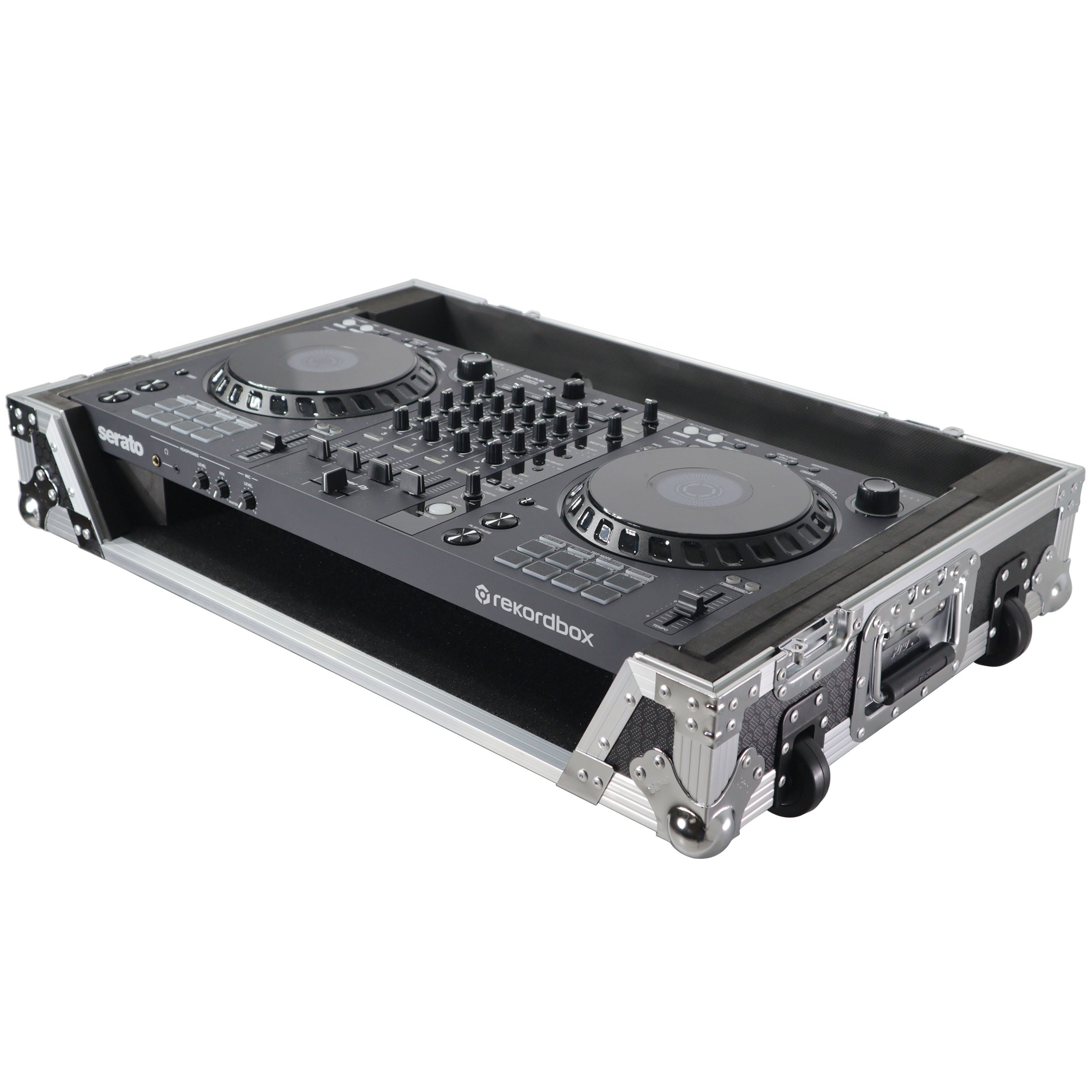 ATA Flight Case for Pioneer DDJ-FLX6 DJ Controller with 1U Rack Space and Wheels