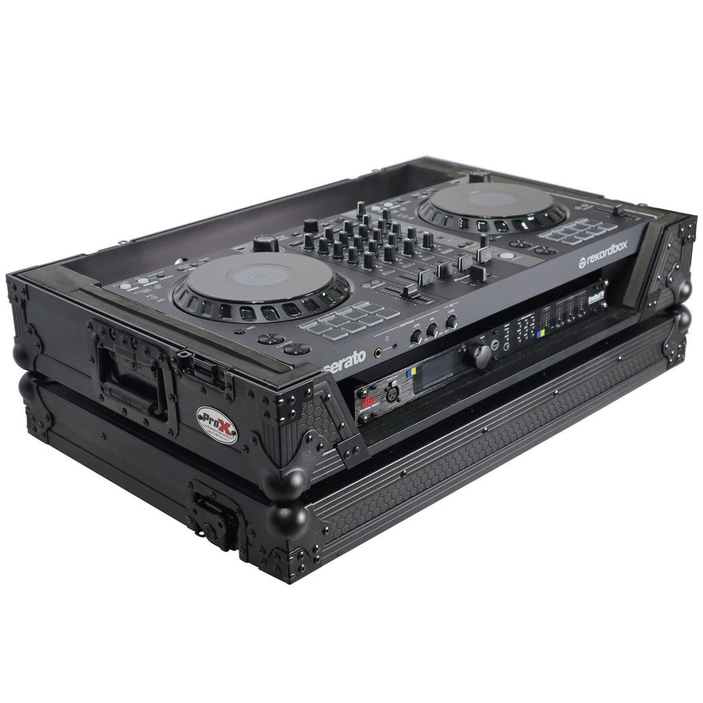 ATA Flight Style Road Case for Pioneer DDJ-FLX6 DJ Controller with 1U Rack Space and Wheels Black