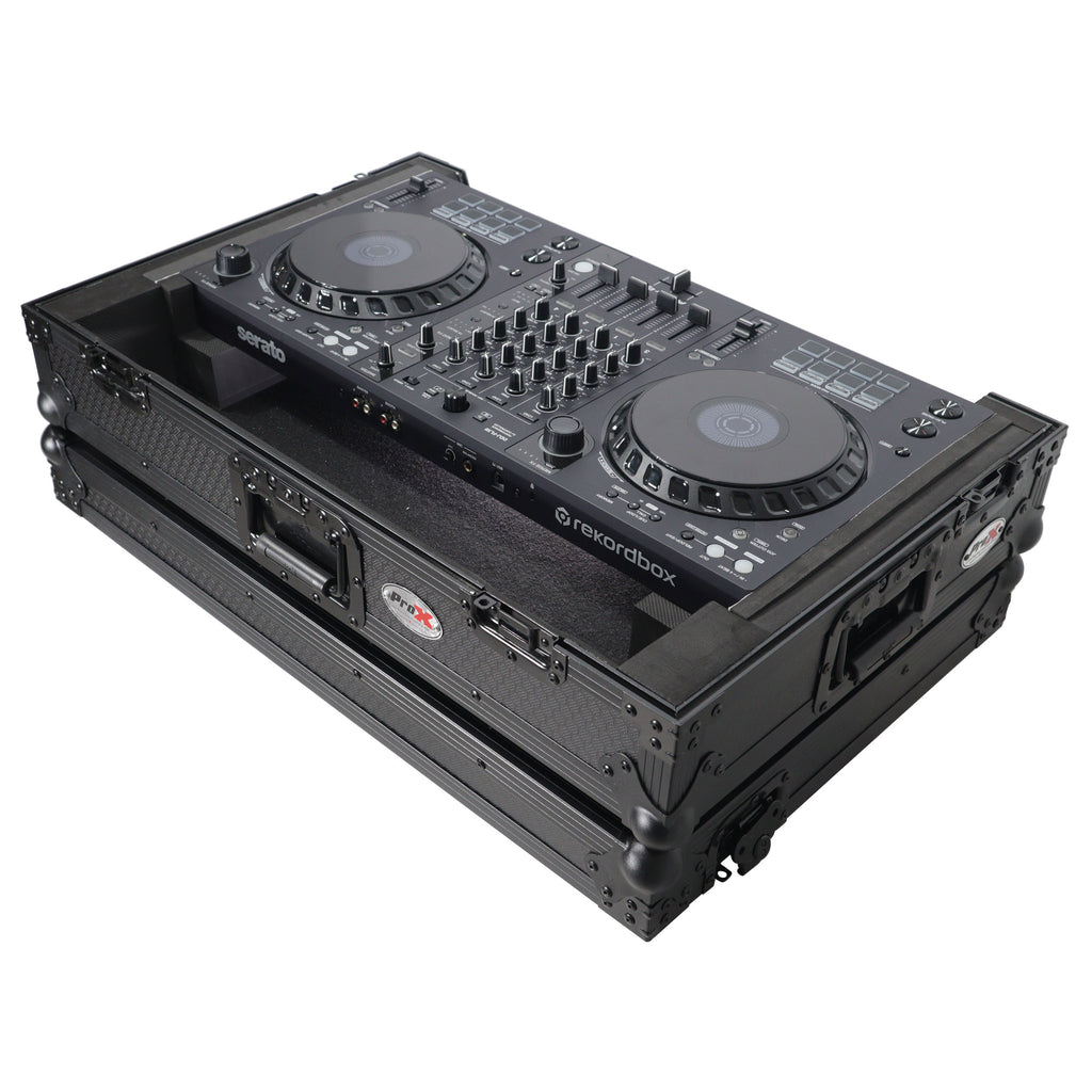 ATA Flight Style Road Case for Pioneer DDJ-FLX6 DJ Controller with 1U Rack Space and Wheels Black
