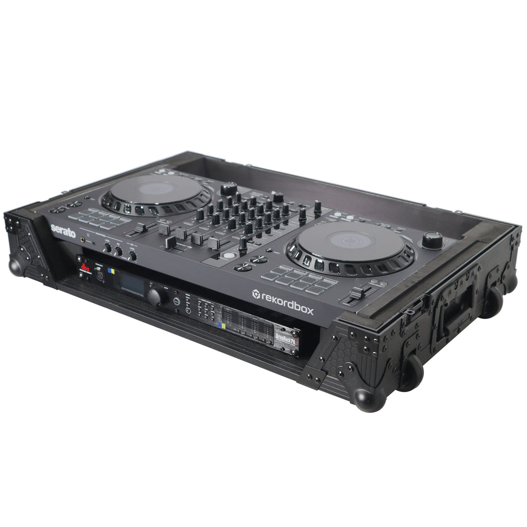 ATA Flight Style Road Case for Pioneer DDJ-FLX6 DJ Controller with 1U Rack Space and Wheels Black