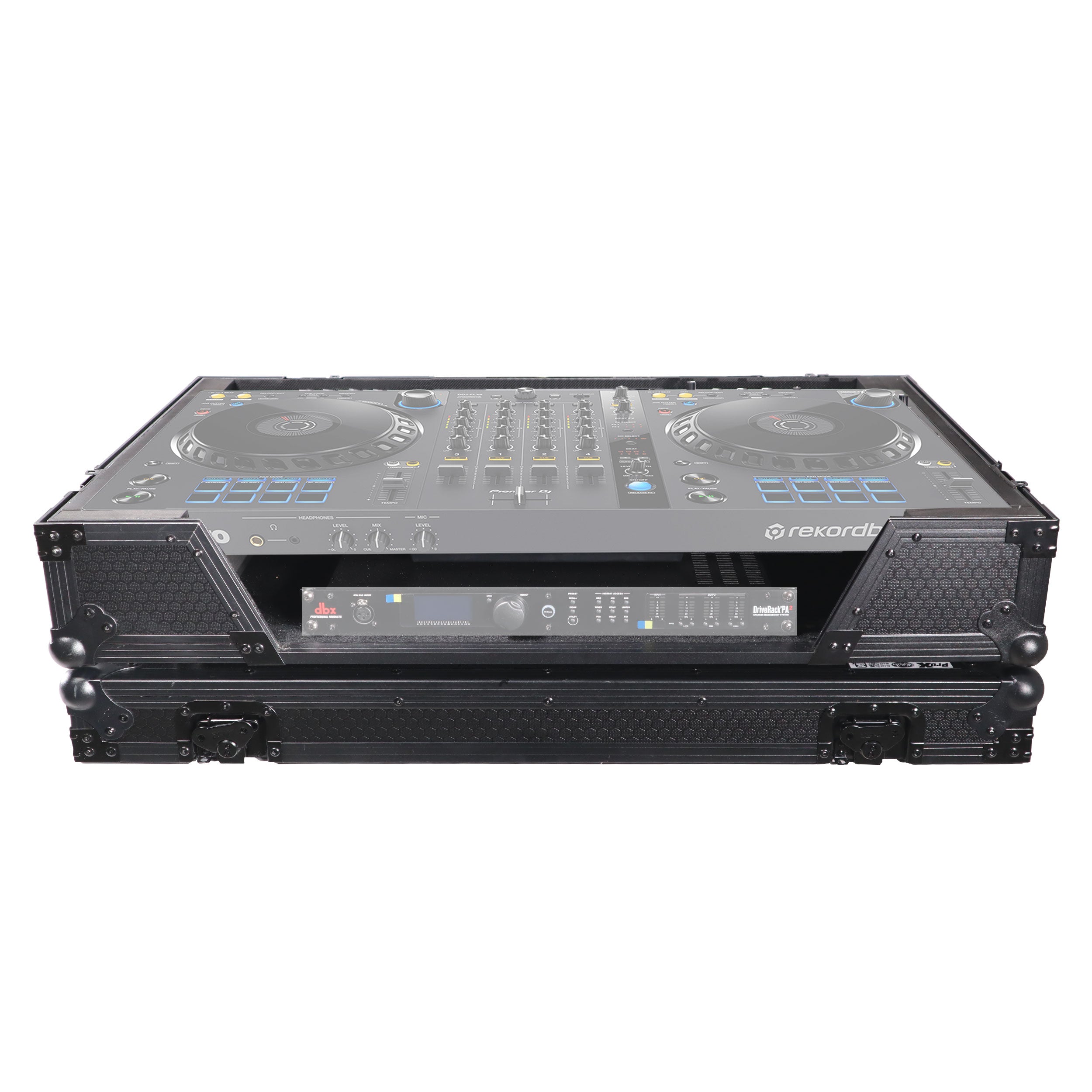 ATA Flight Style Road Case for Pioneer DDJ-FLX6 DJ Controller with 1U Rack Space and Wheels Black