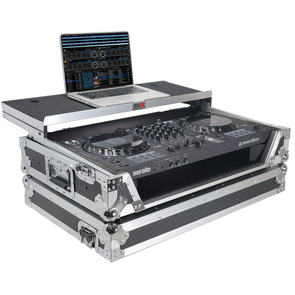 ATA Flight Case for Pioneer DDJ-FLX6 GT DJ Controller with Laptop Shelf 1U Rack Space and Wheels