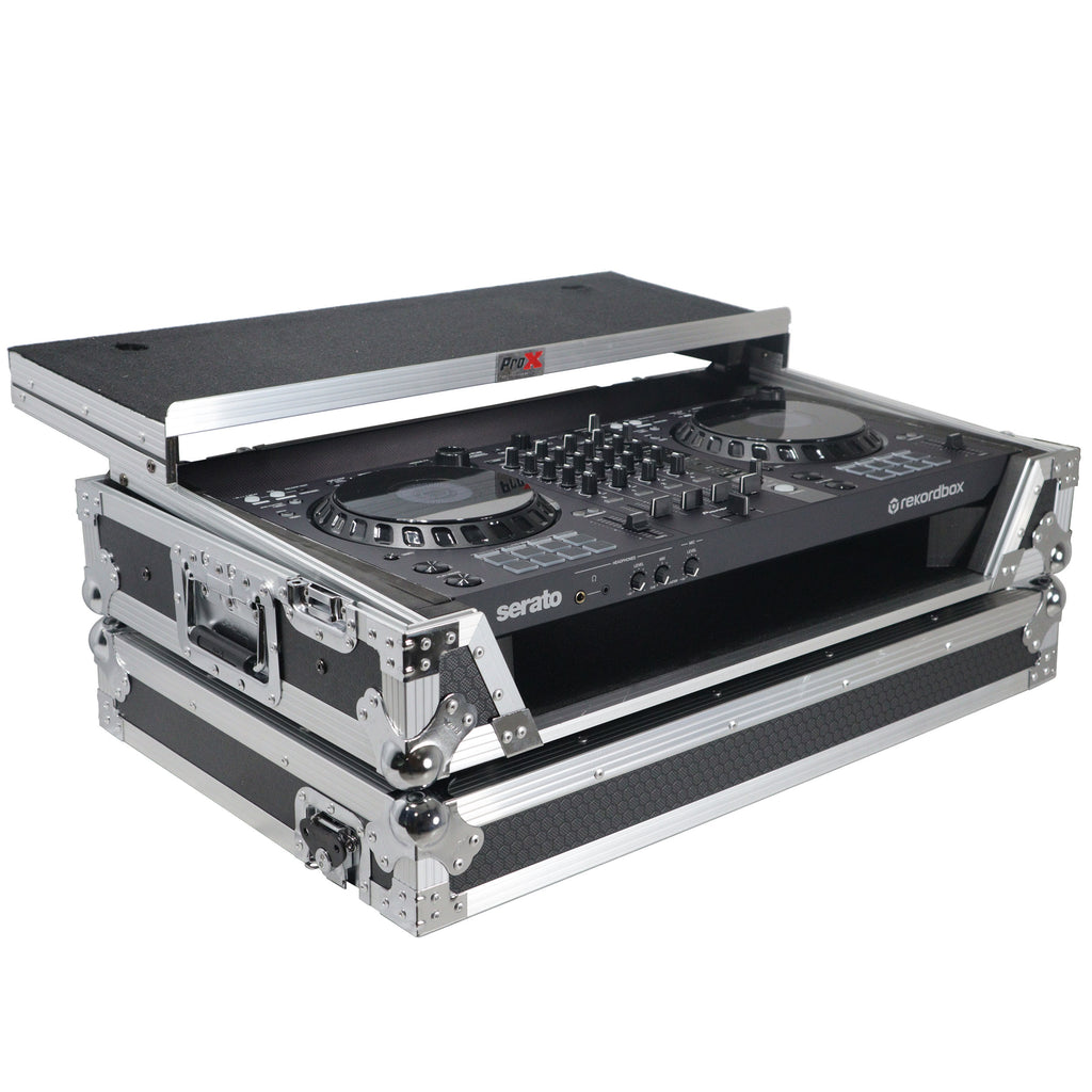ATA Flight Case for Pioneer DDJ-FLX6 GT DJ Controller with Laptop Shelf 1U Rack Space and Wheels