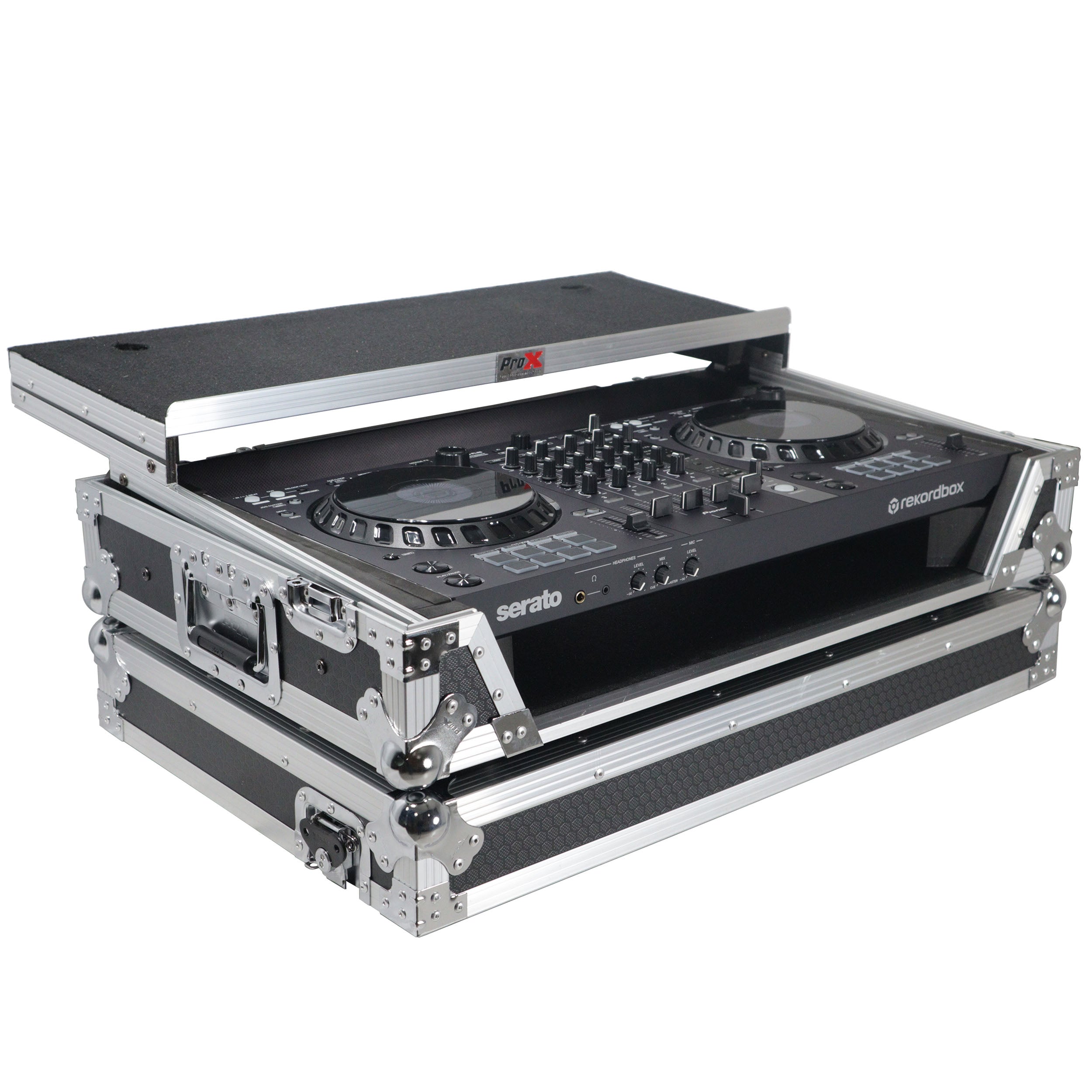 ATA Flight Case for Pioneer DDJ-FLX6 GT DJ Controller with Laptop Shelf 1U Rack Space and Wheels