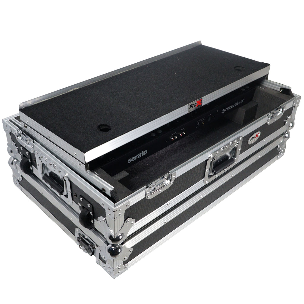 ATA Flight Case for Pioneer DDJ-FLX6 GT DJ Controller with Laptop Shelf 1U Rack Space and Wheels