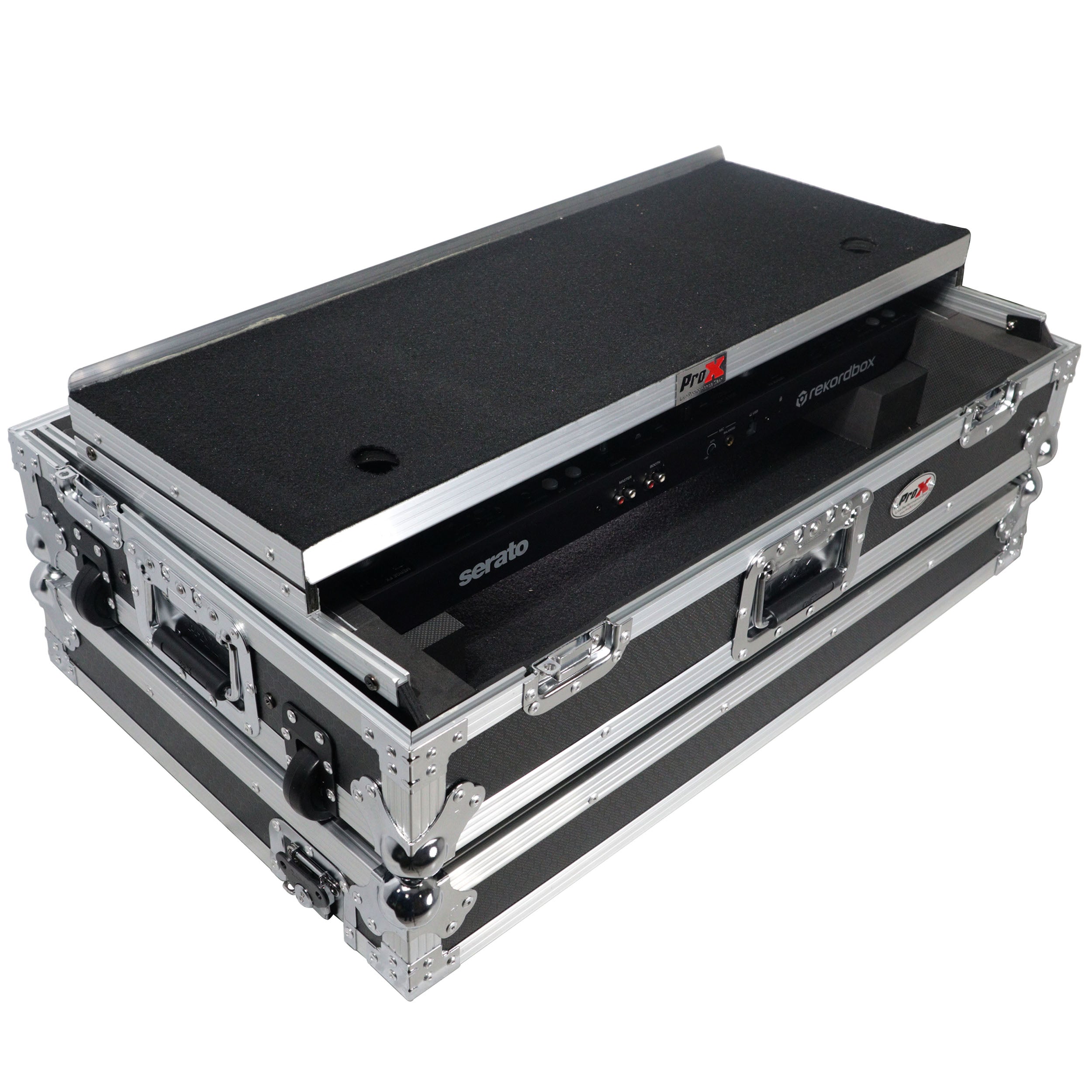 ATA Flight Case for Pioneer DDJ-FLX6 GT DJ Controller with Laptop Shelf 1U Rack Space and Wheels
