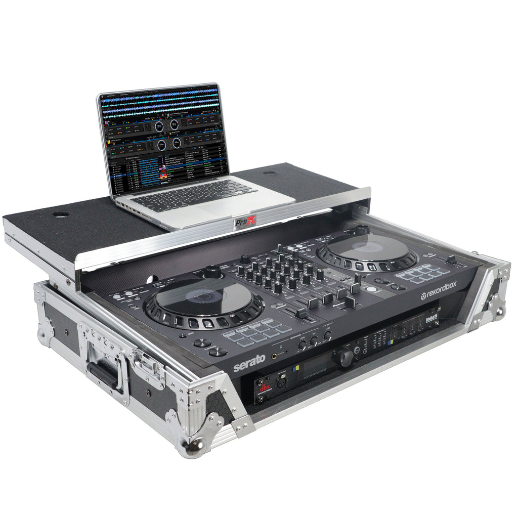 ATA Flight Case for Pioneer DDJ-FLX6 GT DJ Controller with Laptop Shelf 1U Rack Space and Wheels