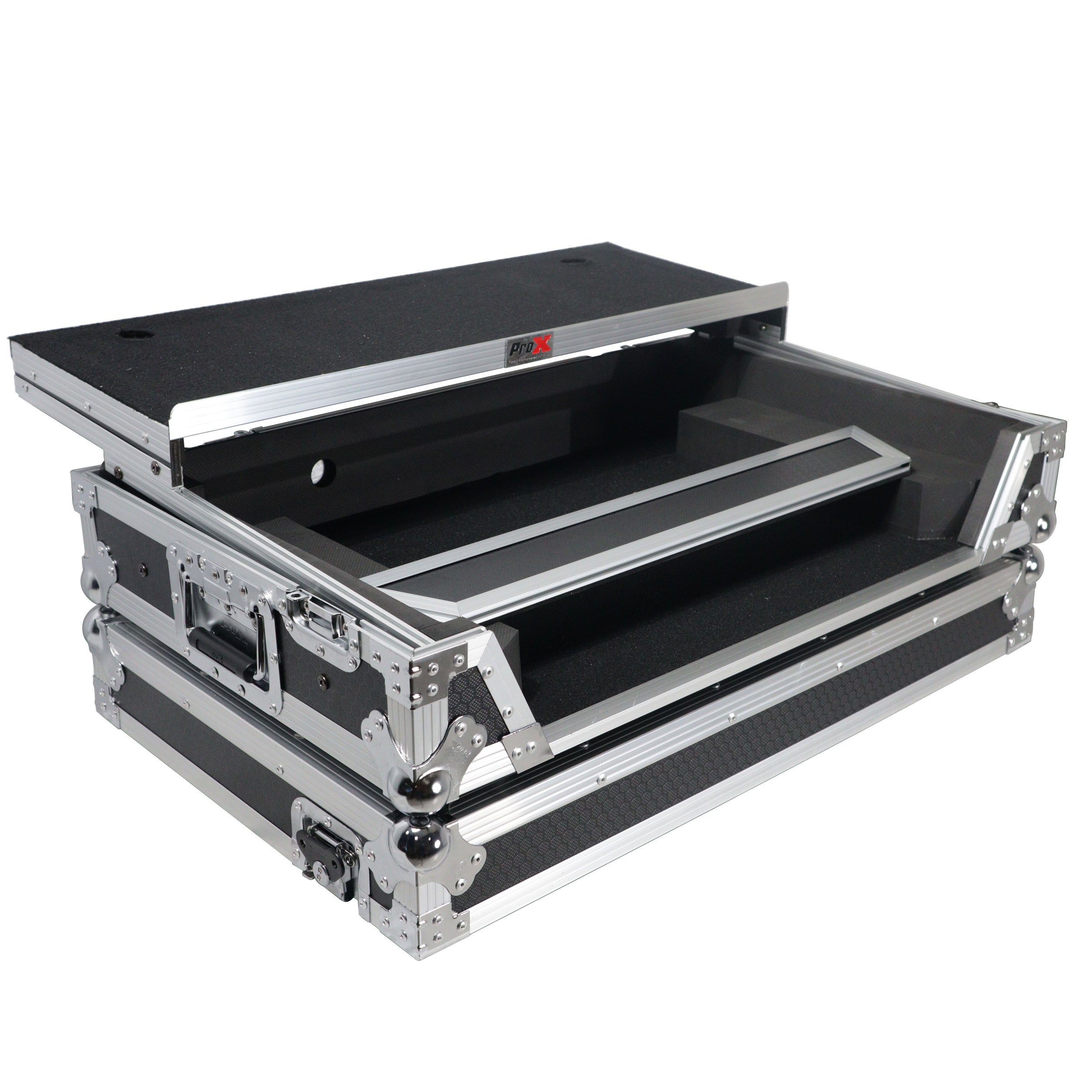 ATA Flight Case for Pioneer DDJ-FLX6 GT DJ Controller with Laptop Shelf 1U Rack Space and Wheels