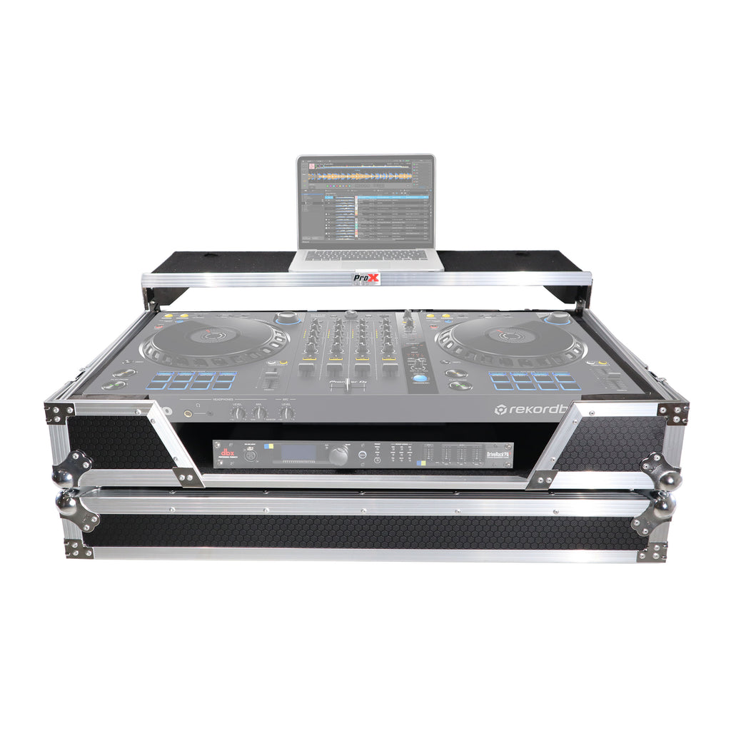 ATA Flight Case for Pioneer DDJ-FLX6 GT DJ Controller with Laptop Shelf 1U Rack Space and Wheels