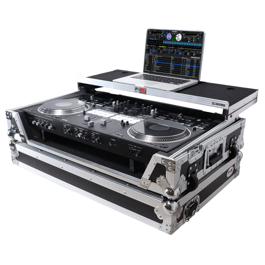 ATA Style Flight Case for Pioneer DDJ-REV7 DJ Controller with Laptop Shelf Wheels and 1U Rackspace