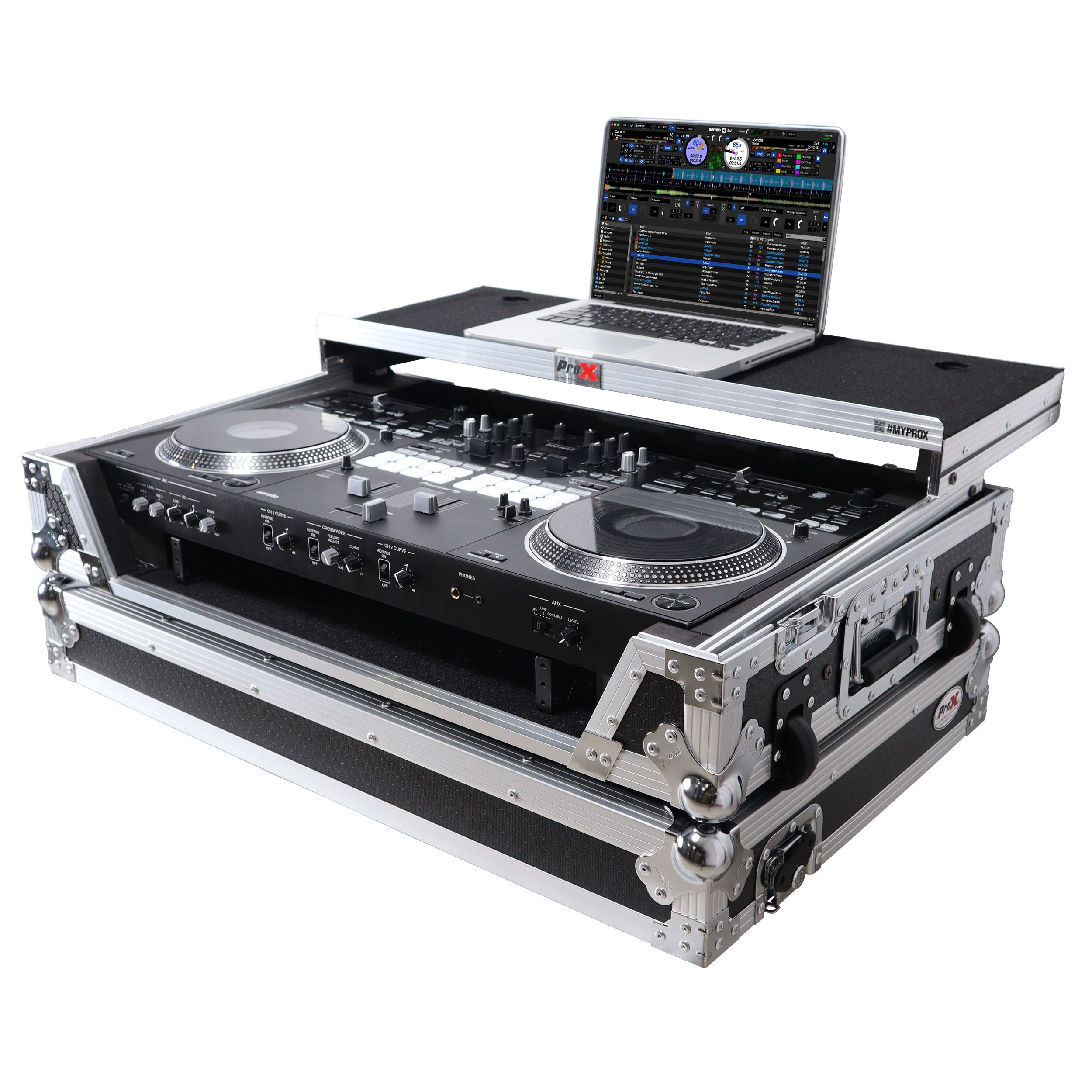 ATA Style Flight Case for Pioneer DDJ-REV7 DJ Controller with Laptop Shelf Wheels and 1U Rackspace