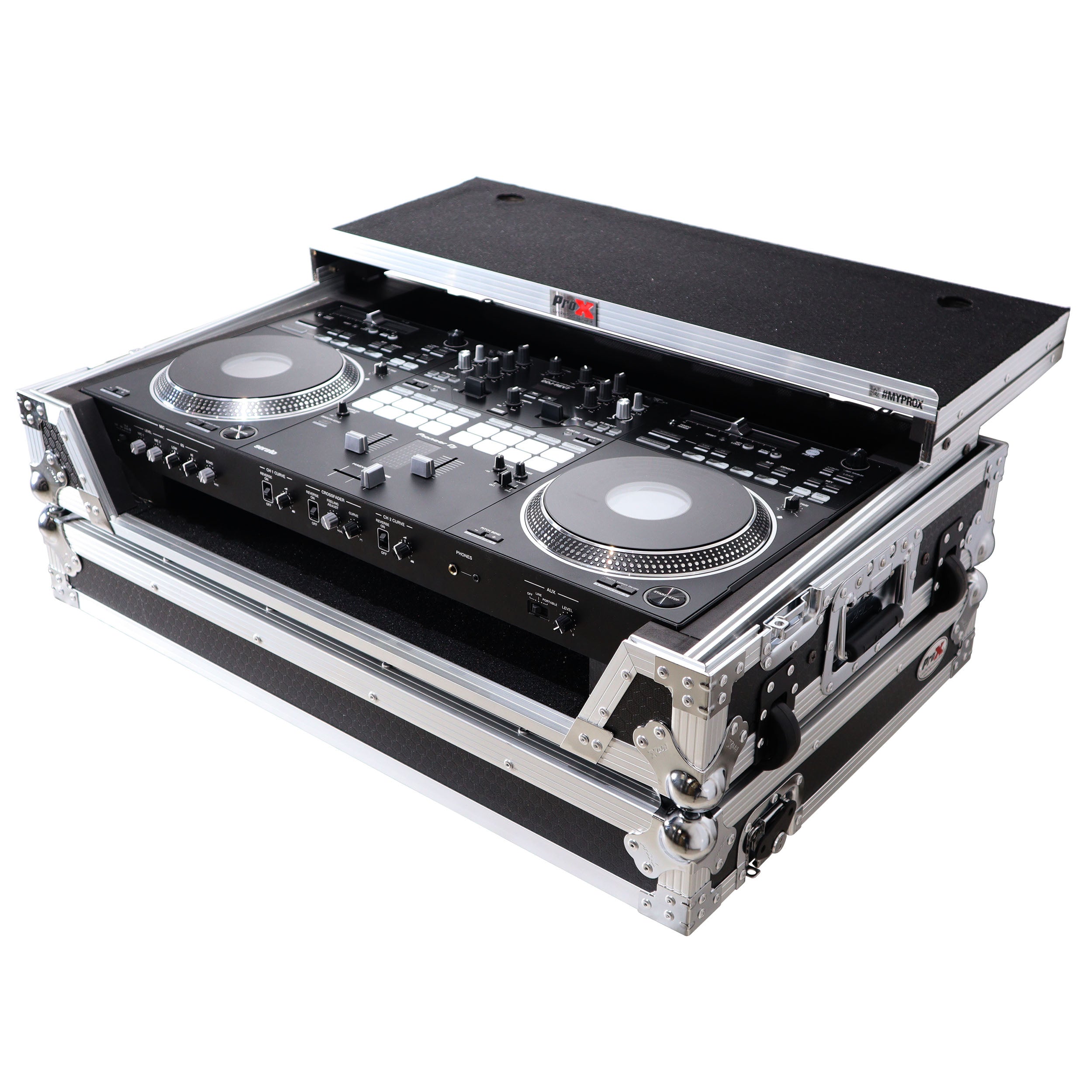 ATA Style Flight Case for Pioneer DDJ-REV7 DJ Controller with Laptop Shelf Wheels and 1U Rackspace