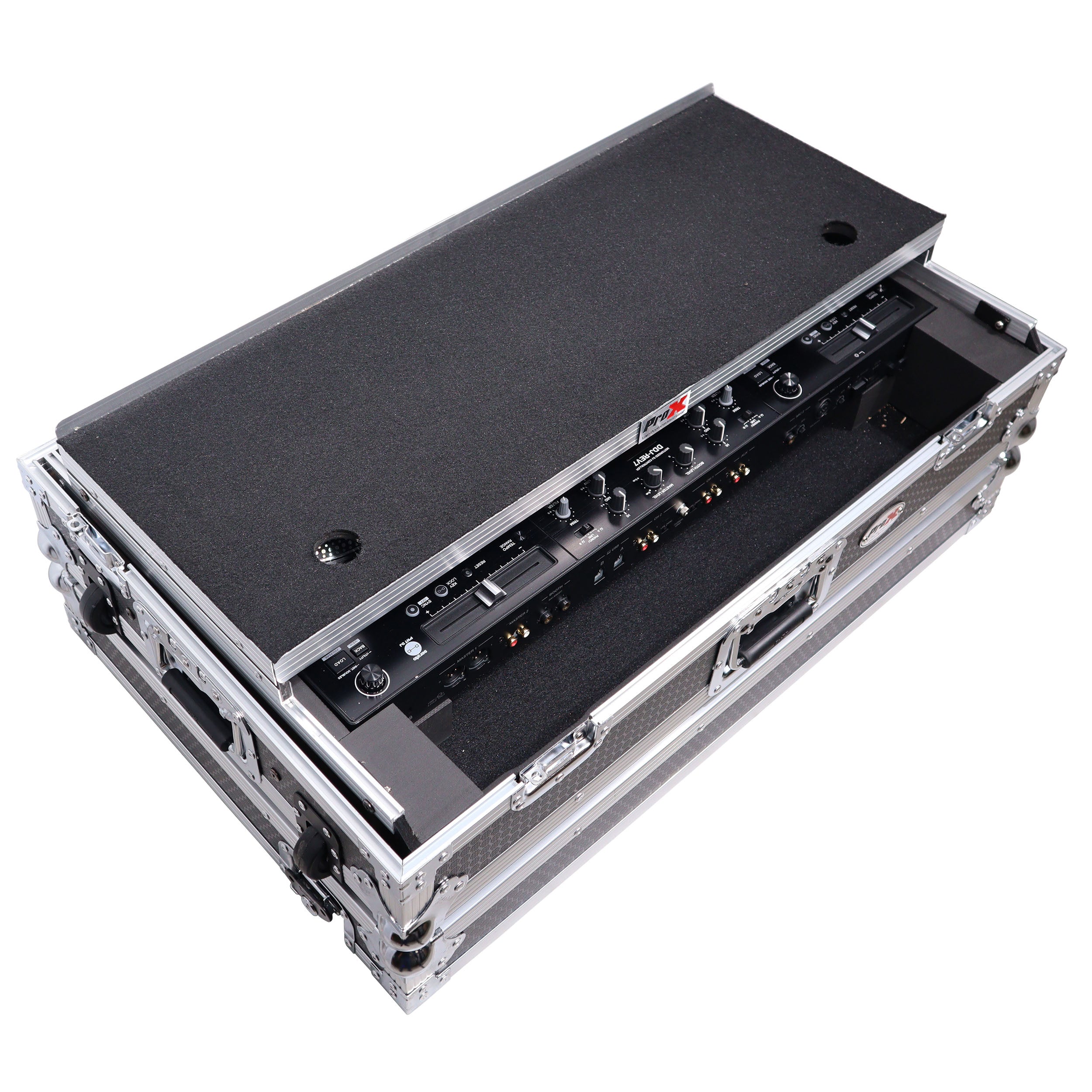 ATA Style Flight Case for Pioneer DDJ-REV7 DJ Controller with Laptop Shelf Wheels and 1U Rackspace