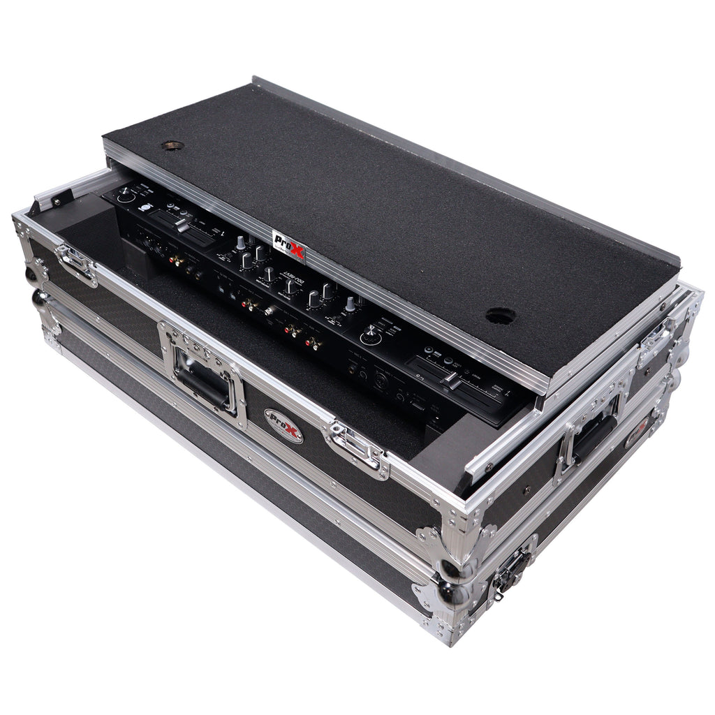 ATA Style Flight Case for Pioneer DDJ-REV7 DJ Controller with Laptop Shelf Wheels and 1U Rackspace