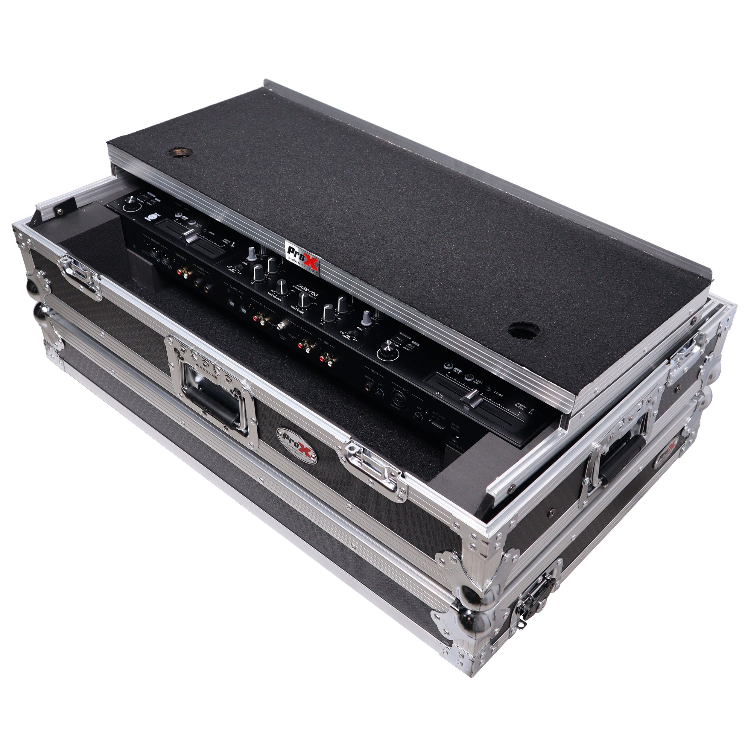 ATA Style Flight Case for Pioneer DDJ-REV7 DJ Controller with Laptop Shelf Wheels and 1U Rackspace