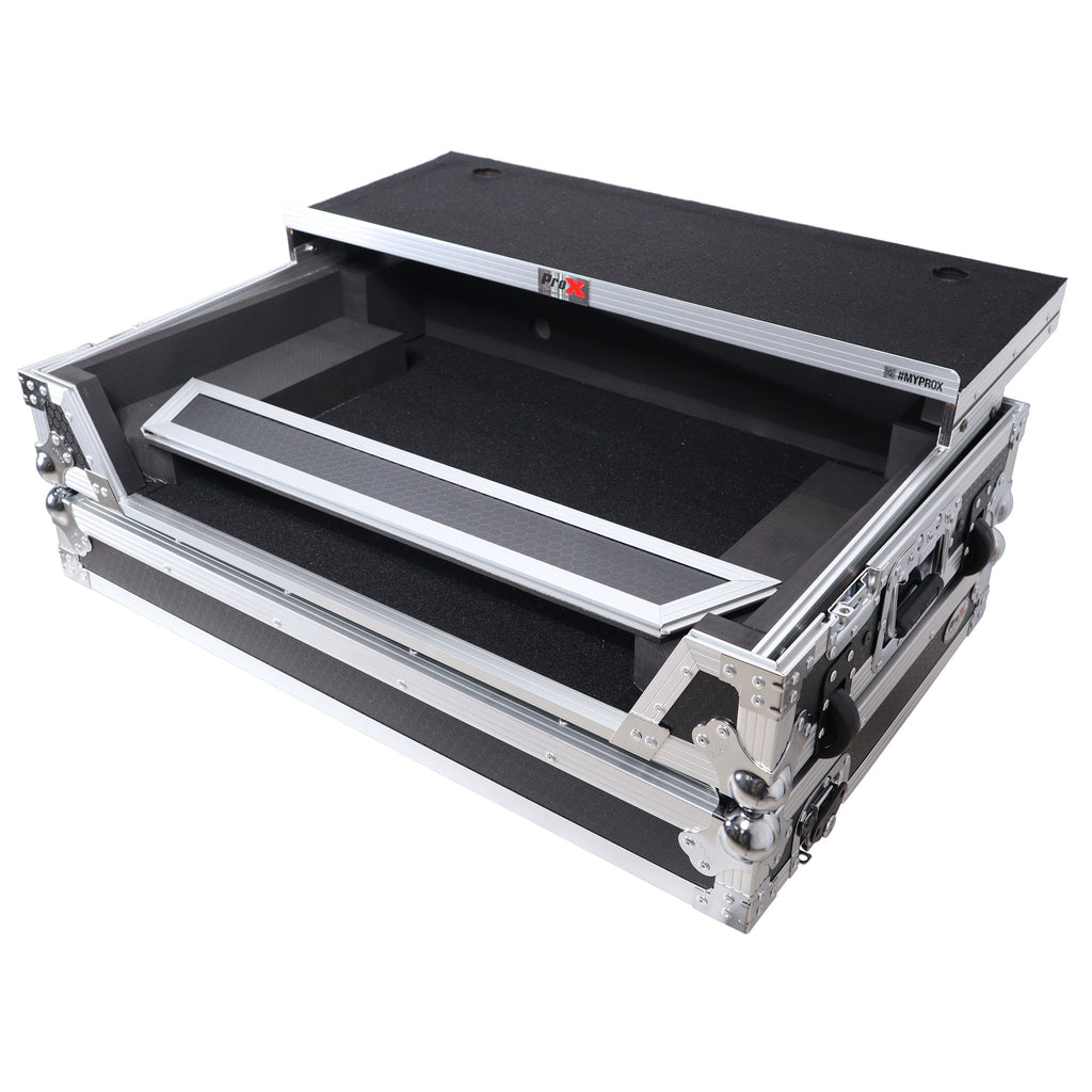 ATA Style Flight Case for Pioneer DDJ-REV7 DJ Controller with Laptop Shelf Wheels and 1U Rackspace