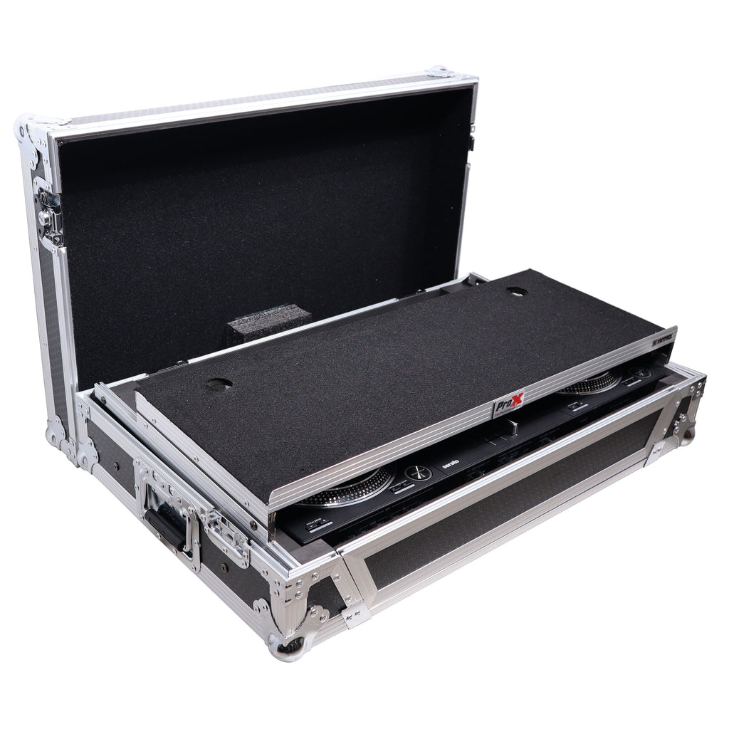 ATA Style Flight Case for Pioneer DDJ-REV7 DJ Controller with Laptop Shelf Wheels and 1U Rackspace