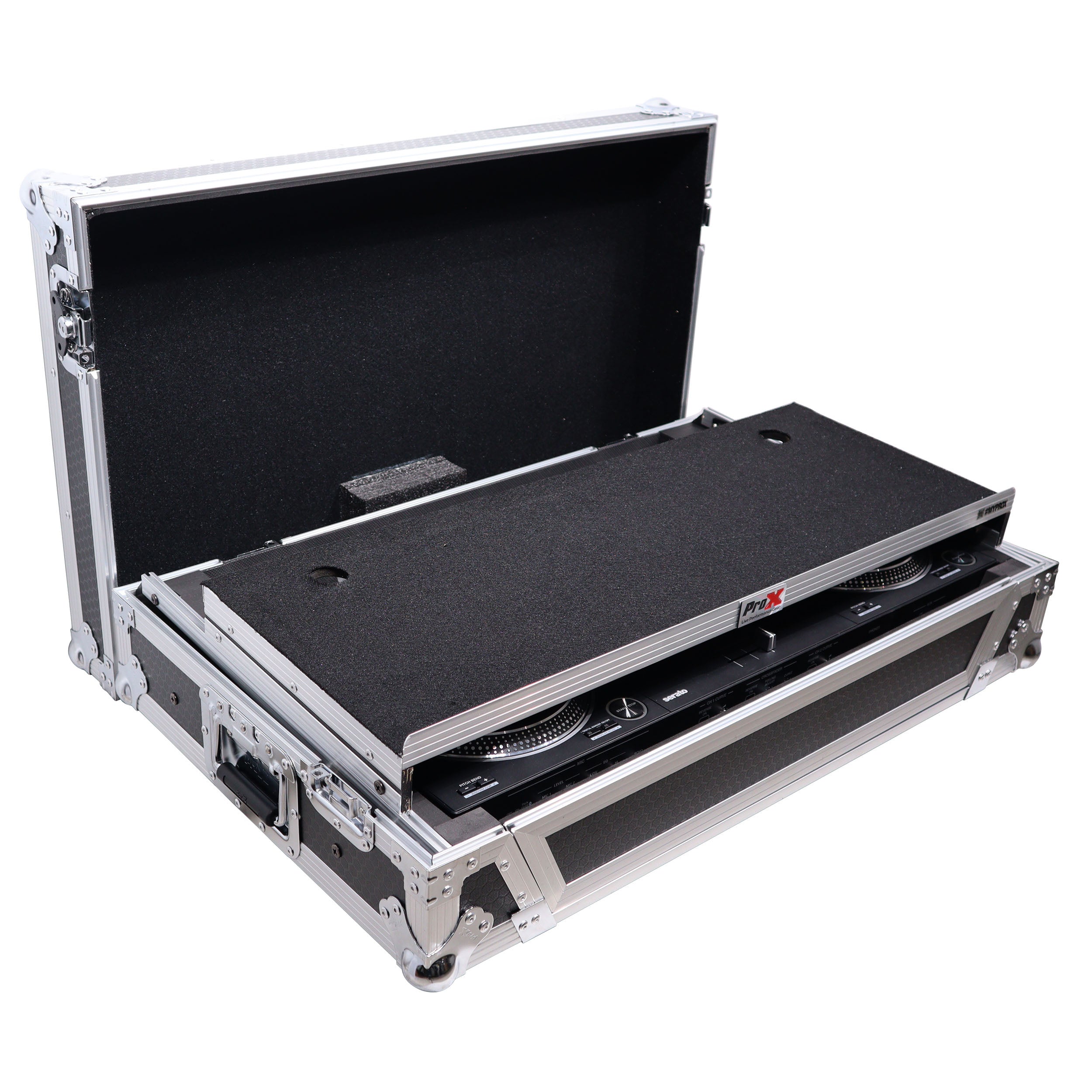 ATA Style Flight Case for Pioneer DDJ-REV7 DJ Controller with Laptop Shelf Wheels and 1U Rackspace
