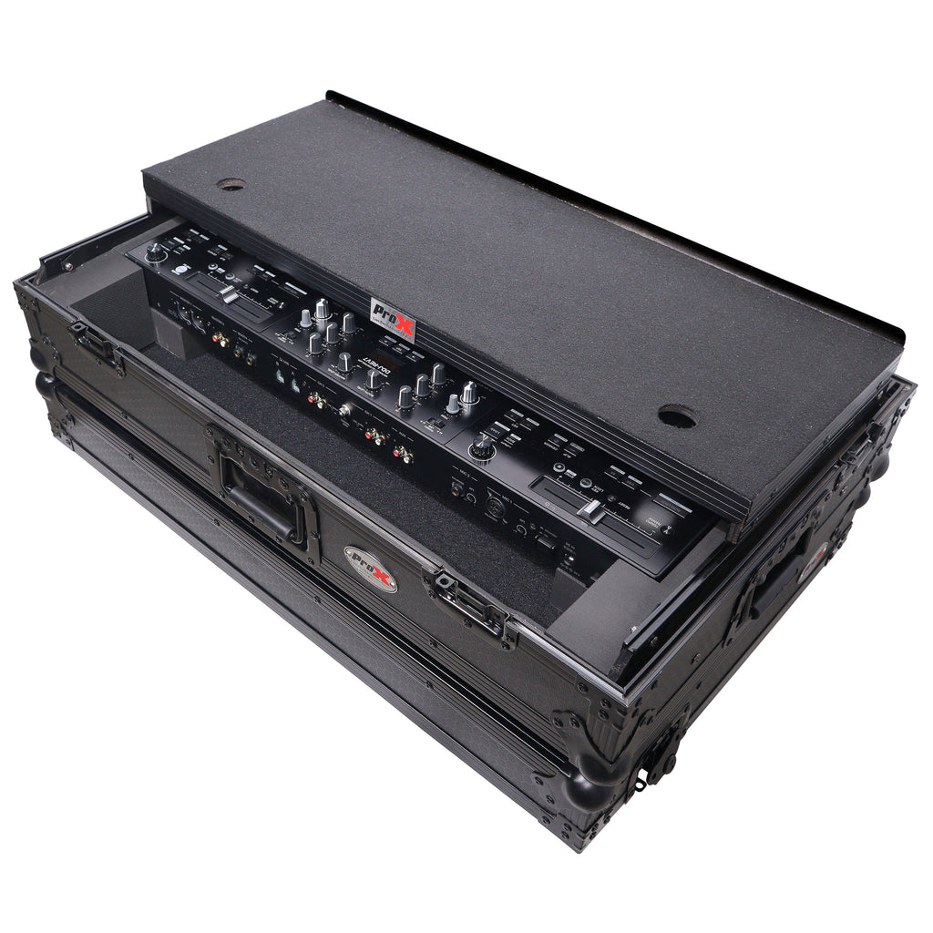 ATA Style Flight Case for Pioneer DDJ-REV7 DJ Controller with Laptop Shelf Wheels and 1U Rackspace Black Finish