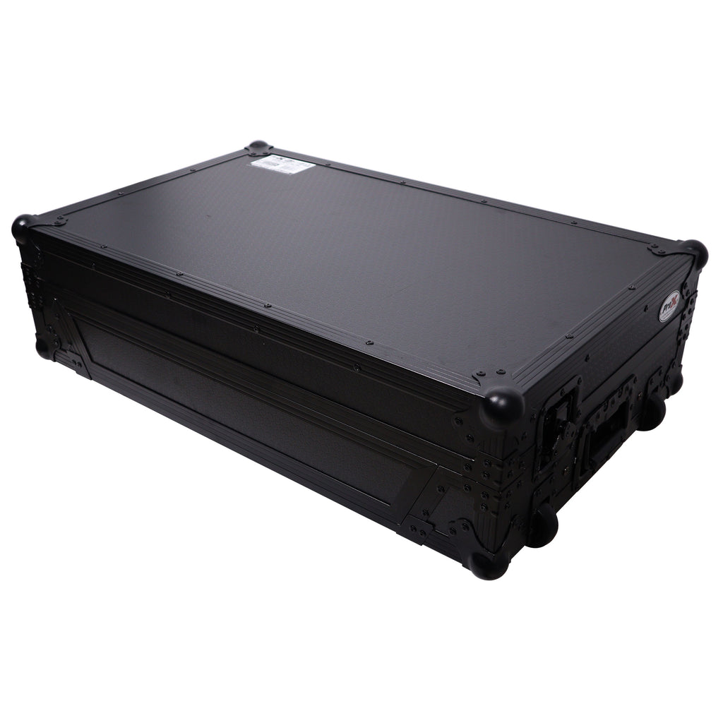 ATA Flight Style Road Case For Pioneer DDJ-FLX10 or DDJ-GRV6 with Laptop Shelf 1U Rack Space Wheels and LED Black Finish