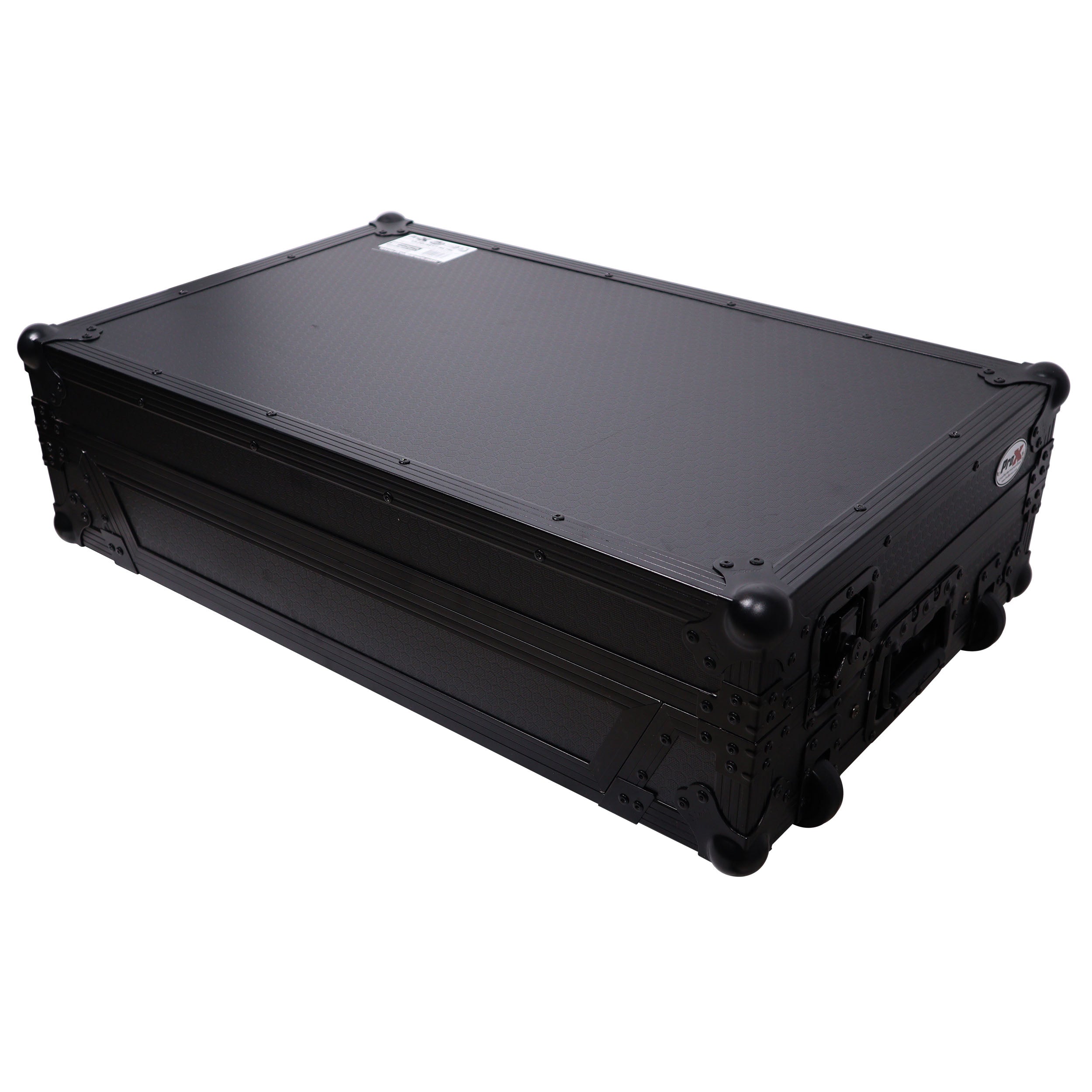 ATA Flight Style Road Case For Pioneer DDJ-FLX10 or DDJ-GRV6 with Laptop Shelf 1U Rack Space Wheels and LED Black Finish